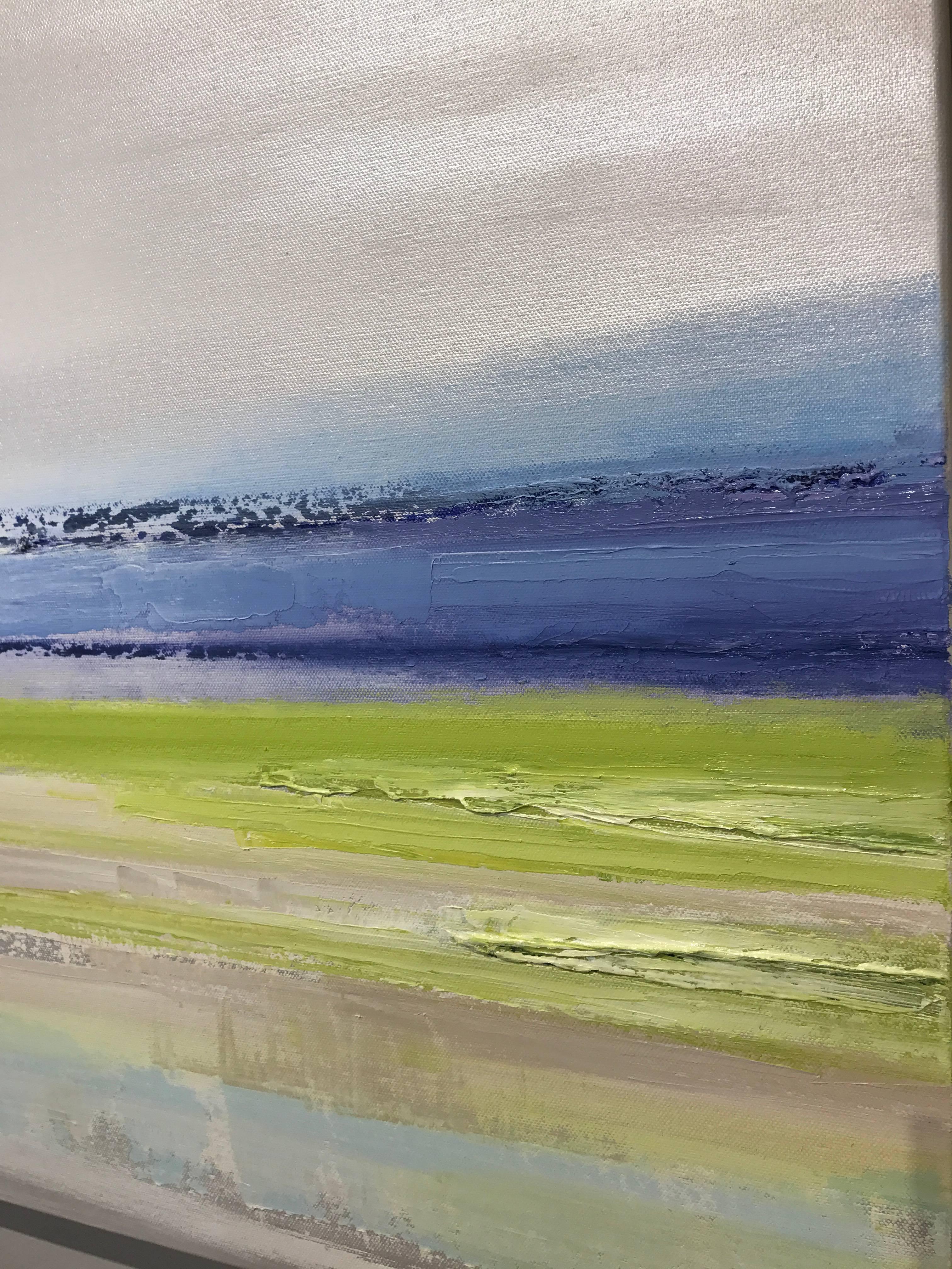 Coasting Along II - Gray Landscape Painting by Barbara Sussberg