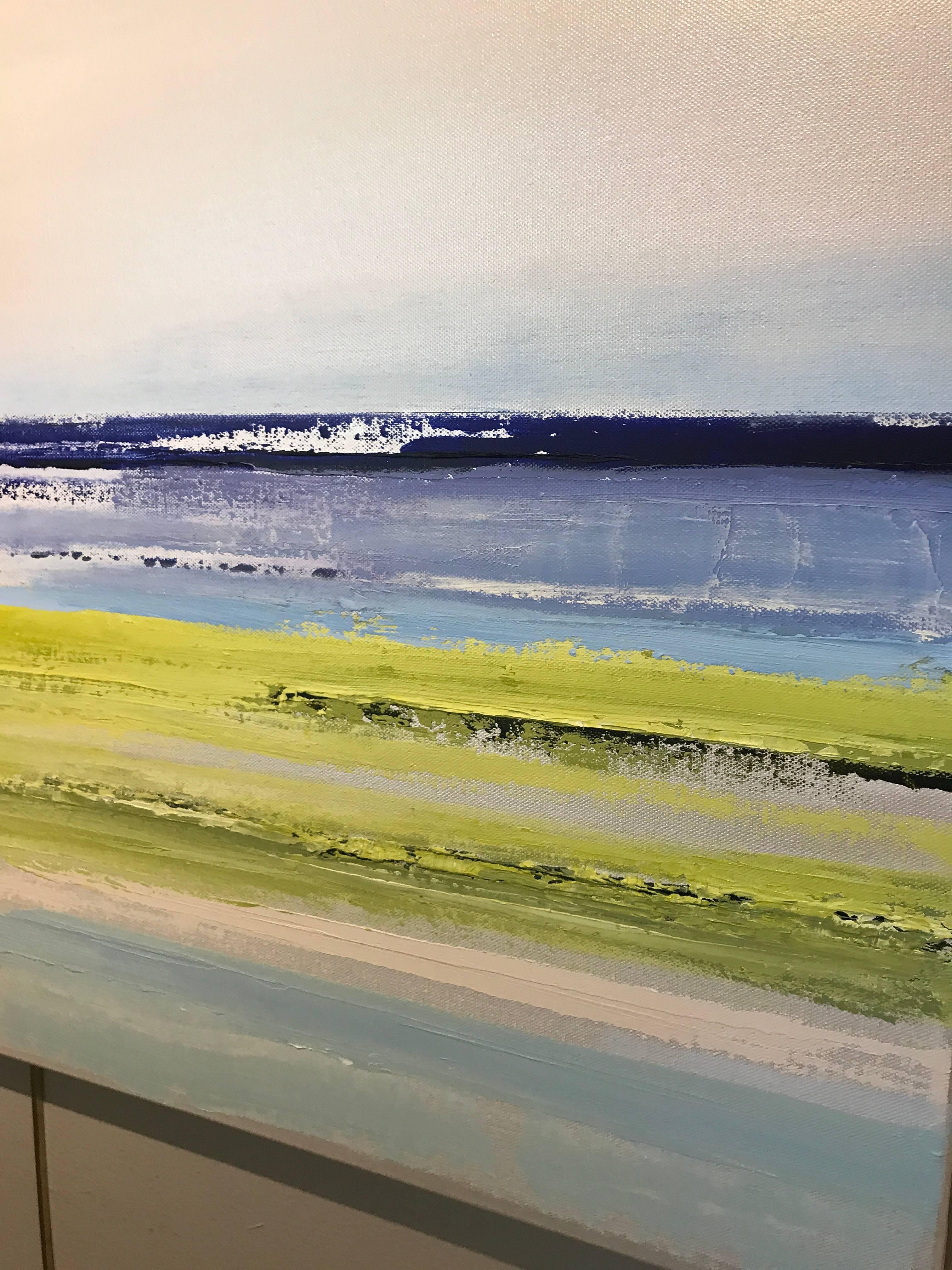 Coasting Along I - Gray Landscape Painting by Barbara Sussberg