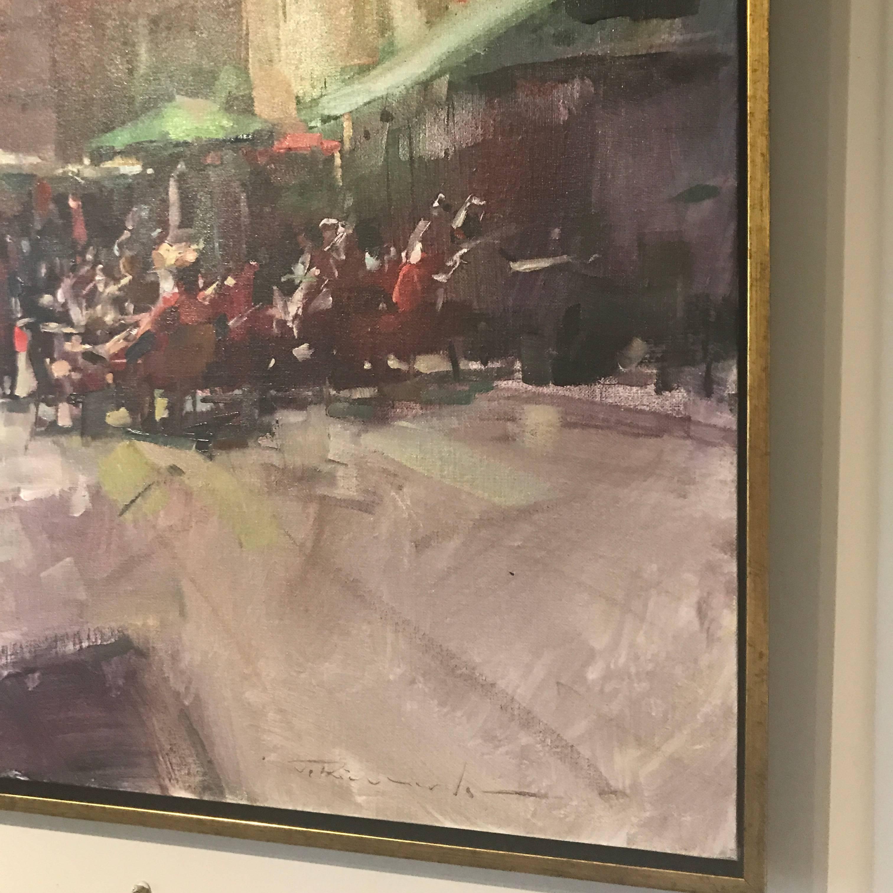 Provence Market Day, Impressionist Framed Oil on Canvas Framed Painting  1