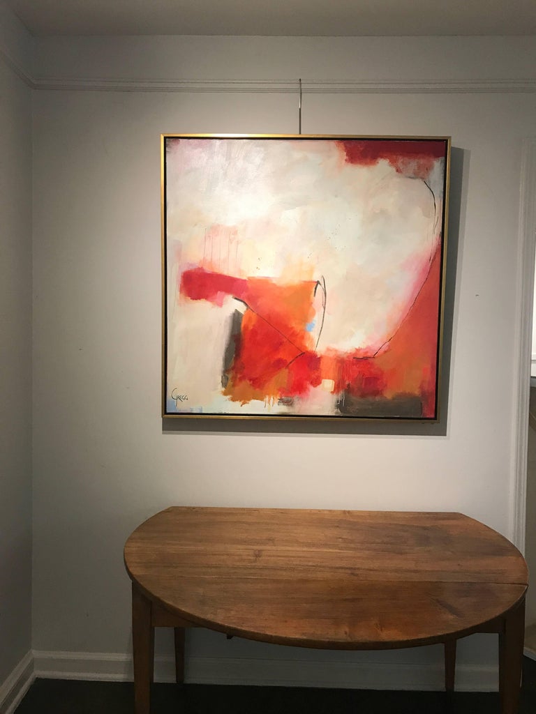 Marcy Gregg 'Hold Fast' Large Abstract Oil on Canvas Framed Painting