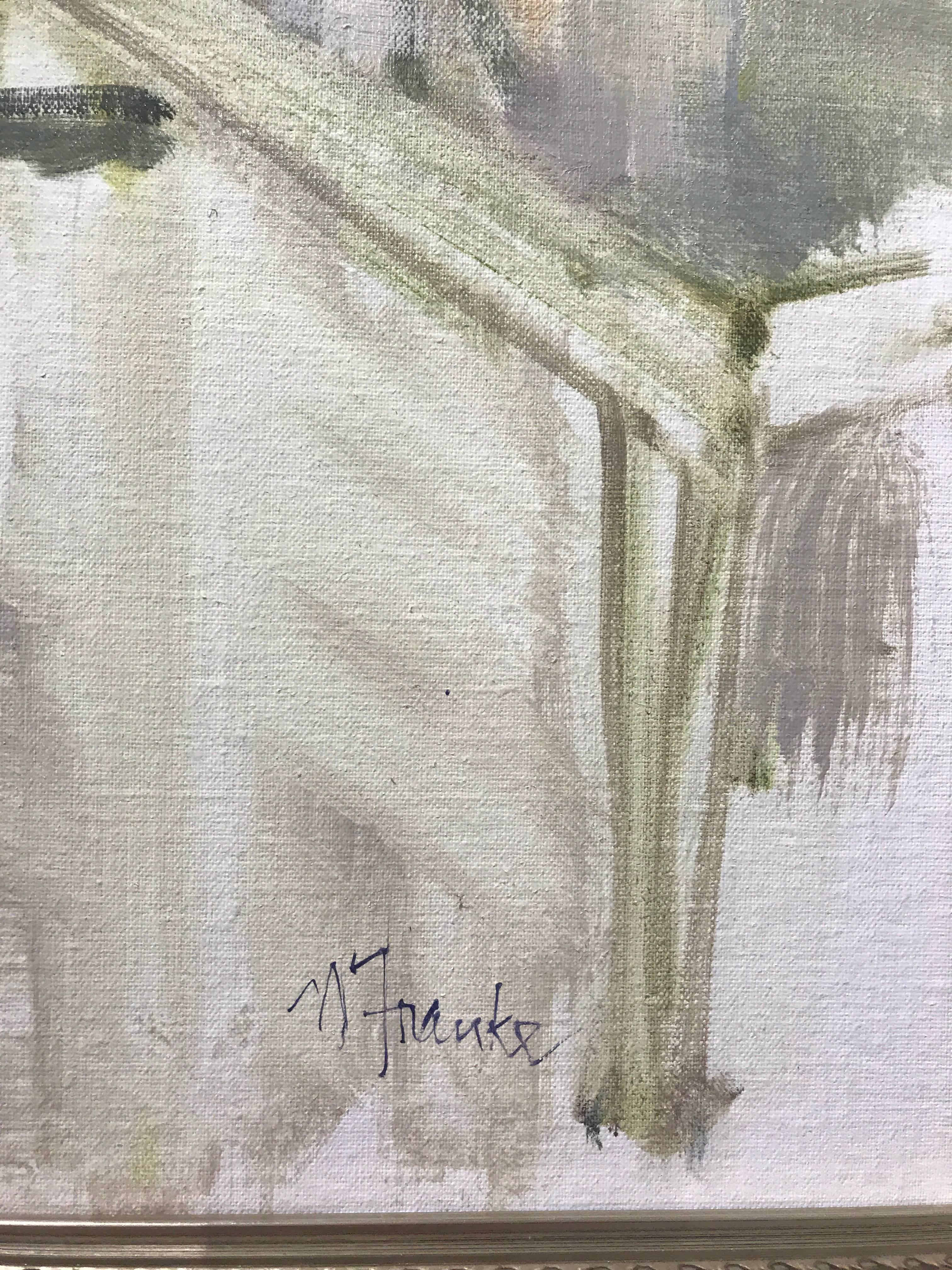 This beautiful, rich, subtle impressionist interior scene by American artist Nancy Franke oozes sophistication.  The title is 'Pale and Chic' and the palette is like a breath of fresh air. It's like and has gorgeous blues, greens, pinks and