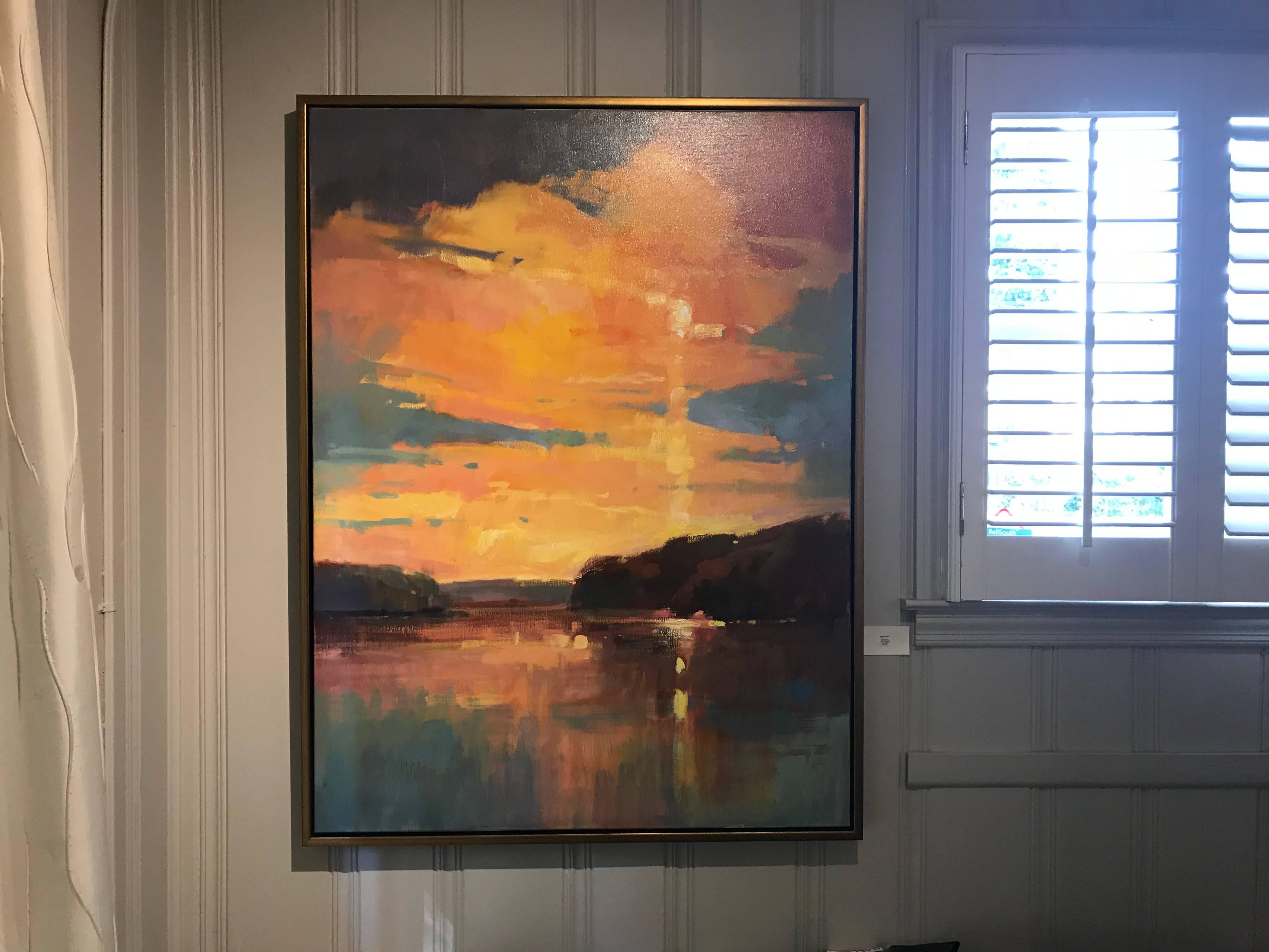 This gorgeous southeastern landscape by artist Millie Gosch depicts a beautiful, southern scene during sunrise.  The sunsoaked countryside is illuminated with Millie's beautifully warm palette.  The artist has signed this piece on the bottom left. 