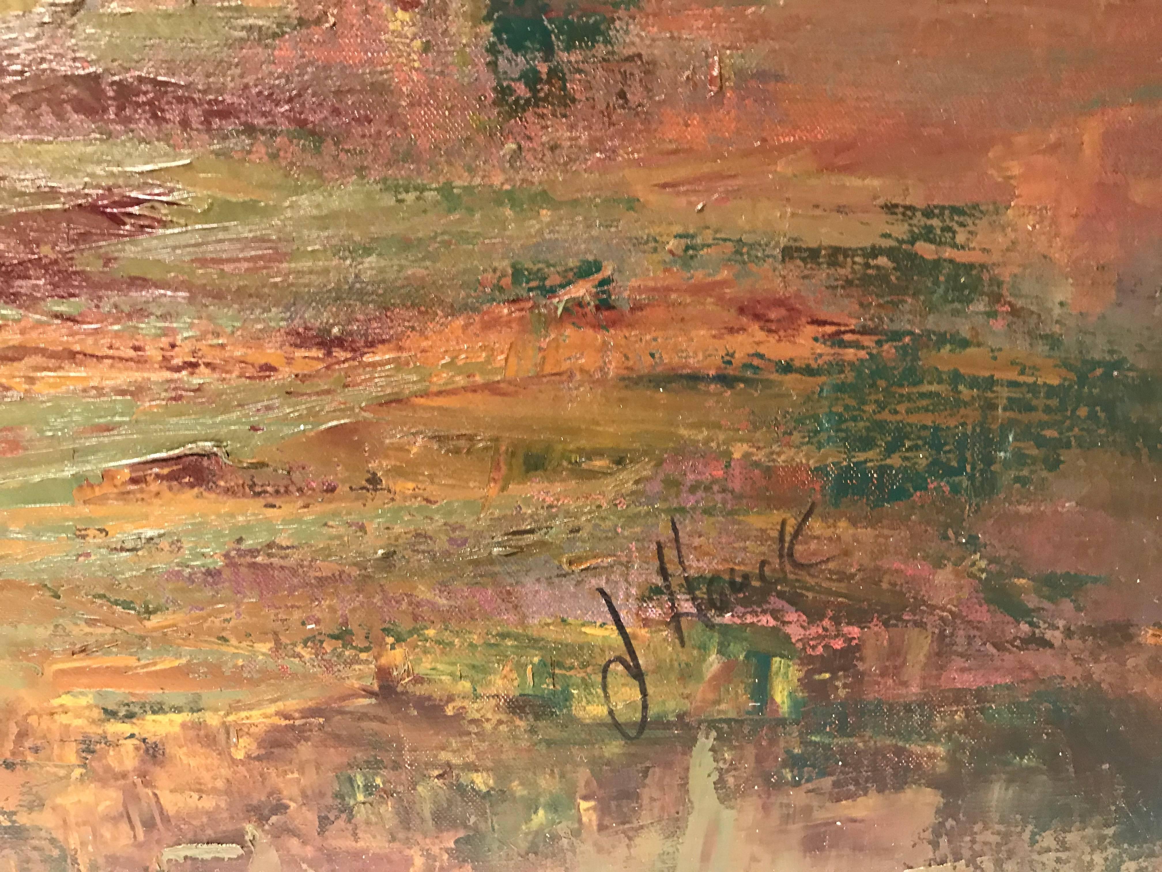 This gorgeous landscape by artist Julie Houck represents the beautiful American Northeast with luminescence and a slight contemporary feel, while still maintaining an Impressionist technique. Almost any color you can think of has amazingly been