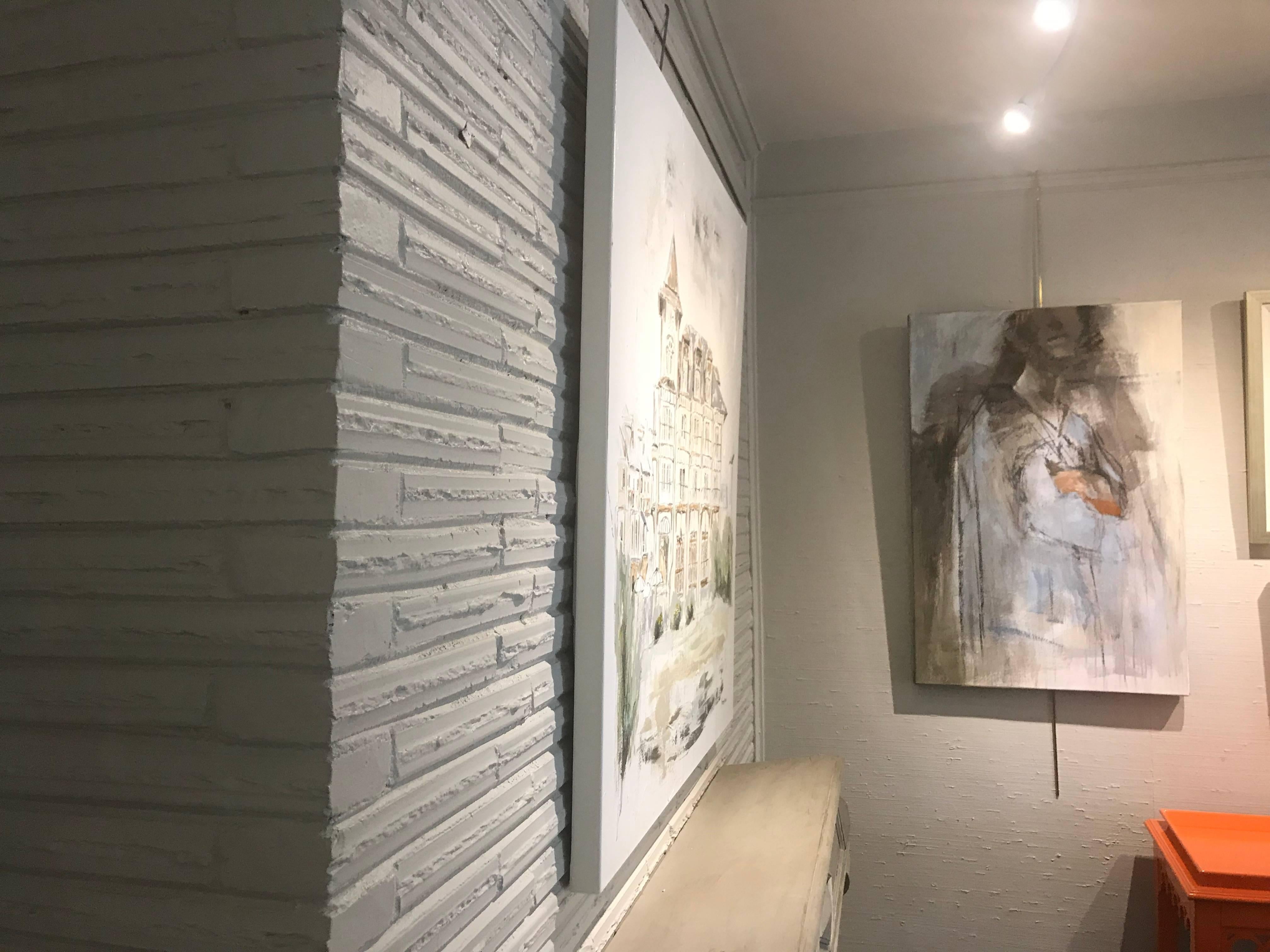 'The Pearl, Rosemary Beach' Large Rosemary Beach, Florida Painting - Gray Landscape Painting by Sarah Robertson