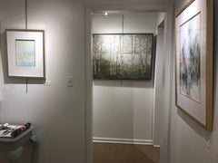 'Waterfront Property' Large Horizontal Framed Impressionist Encaustic Landscape