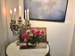 "For the Love of Roses" Small Impressionist Oil on Board Floral Painting