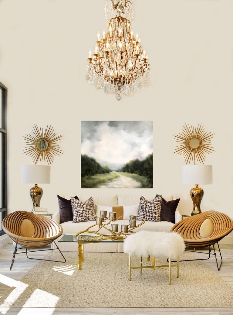 Andrea Costa 'Foggy Mountain 1', Oil on Gessoed Canvas Impressionist