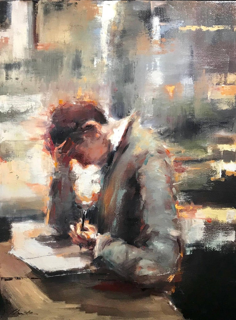 Lorraine Christie - "Preoccupied" Medium Framed Figurative