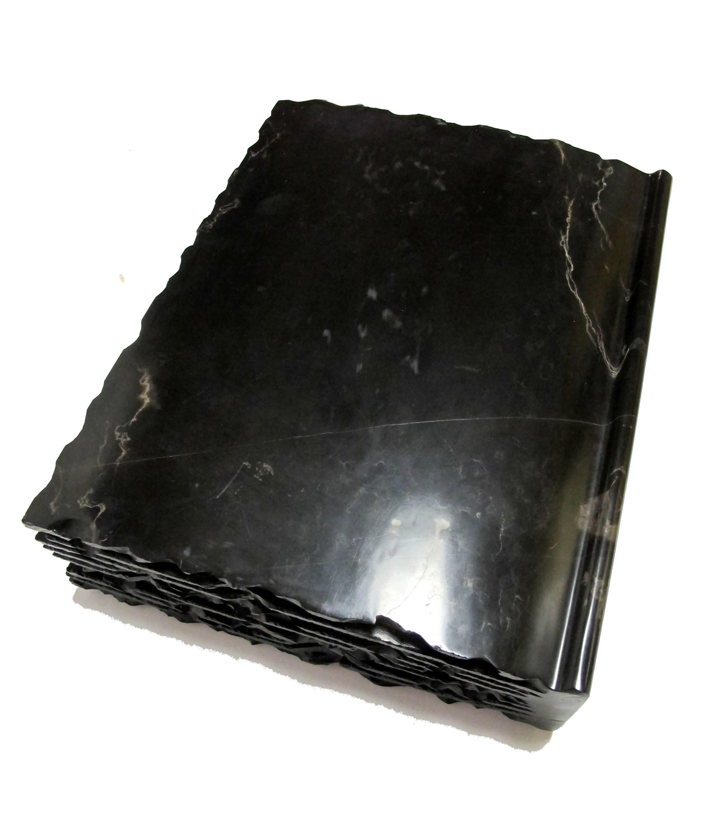 The Black Book by KARTEL - unique handcarved marble, large book sculpture 1