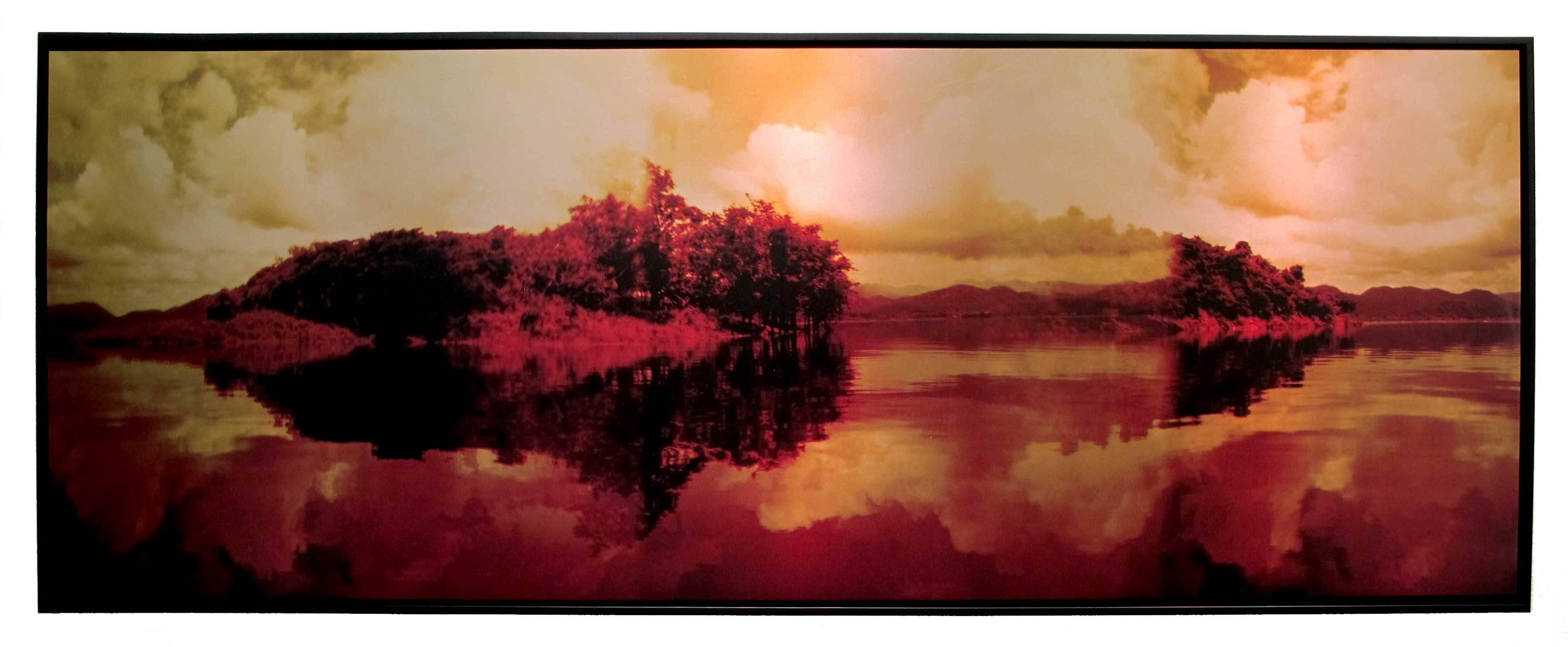 Hugo Garcia-Urrutia Landscape Photograph - Fifi Clouds Red by Hugo G. Urrutia - mixed media photo on metal framed