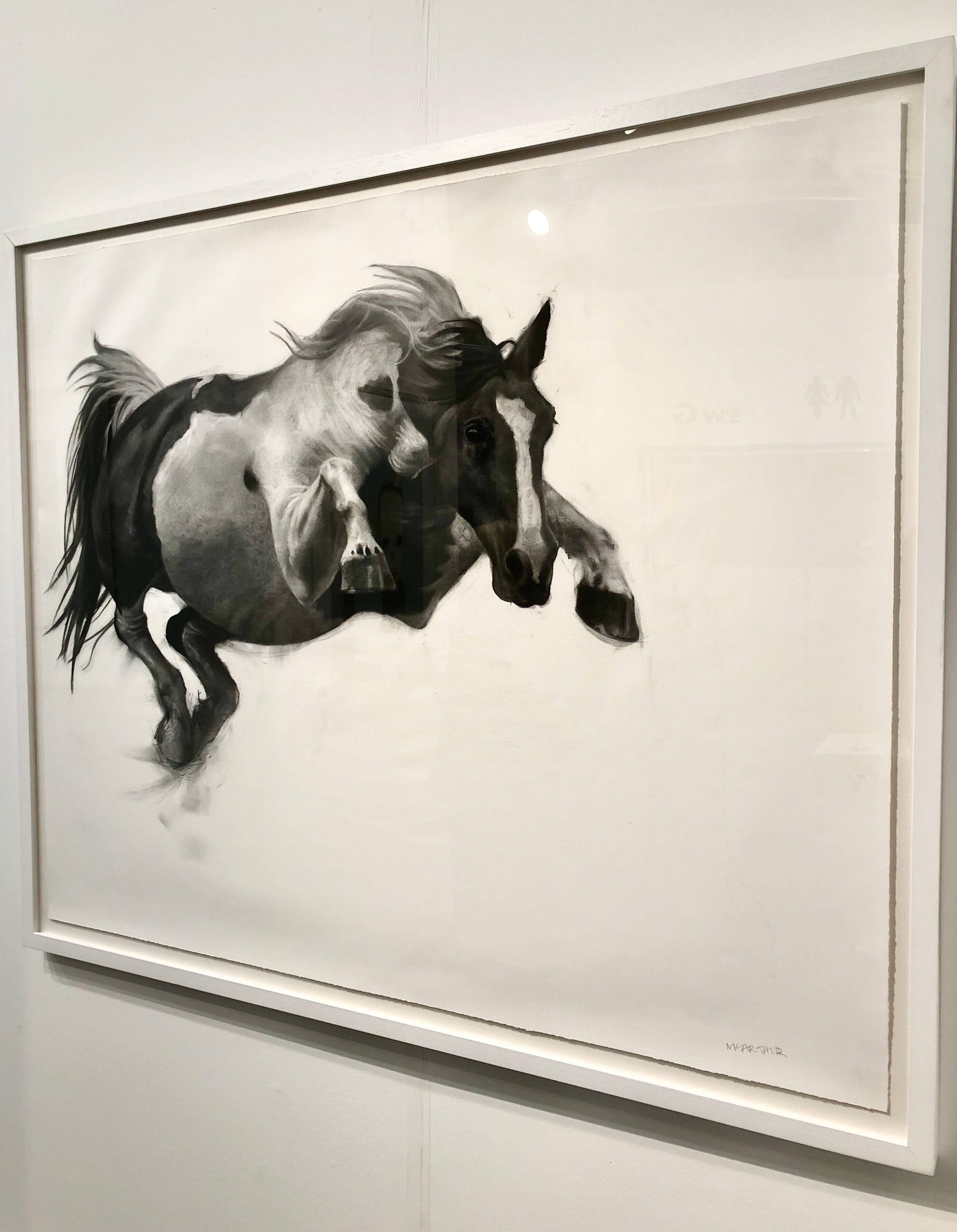 This is a beautiful and unique charcoal on paper drawing. The Fabriano paper is a high quality watercolour grade set in a custom white wood frame, all archival materials. 

Scottish artist Patsy McArthur explores the grace and power of human