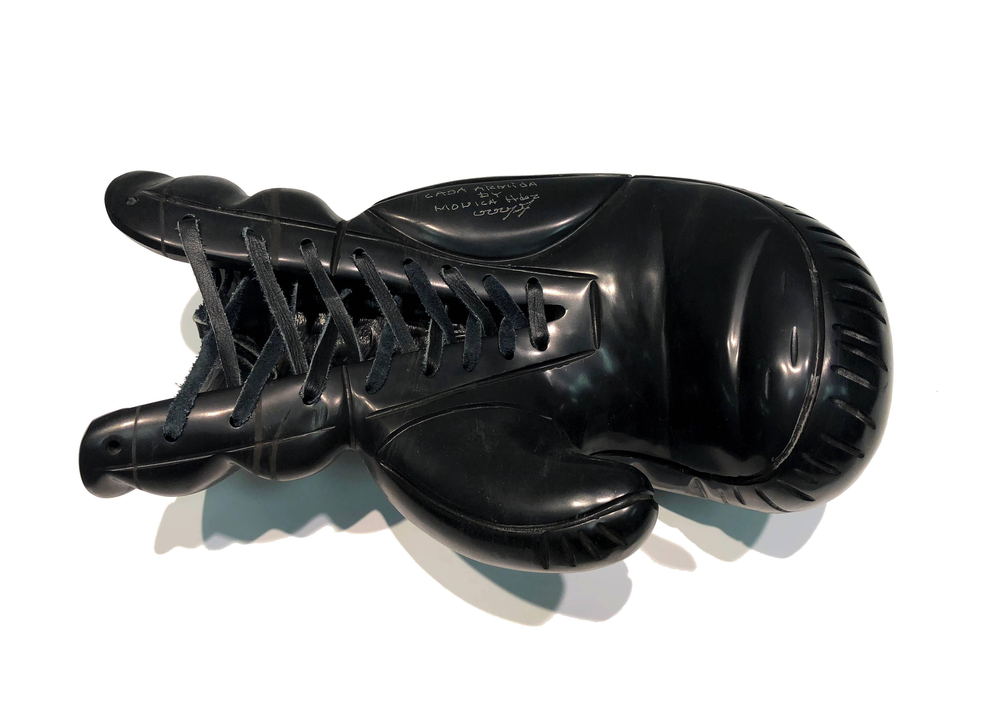 Boxing Gloves by KARTEL unique hand carved black marble sculpture smooth finish For Sale 5
