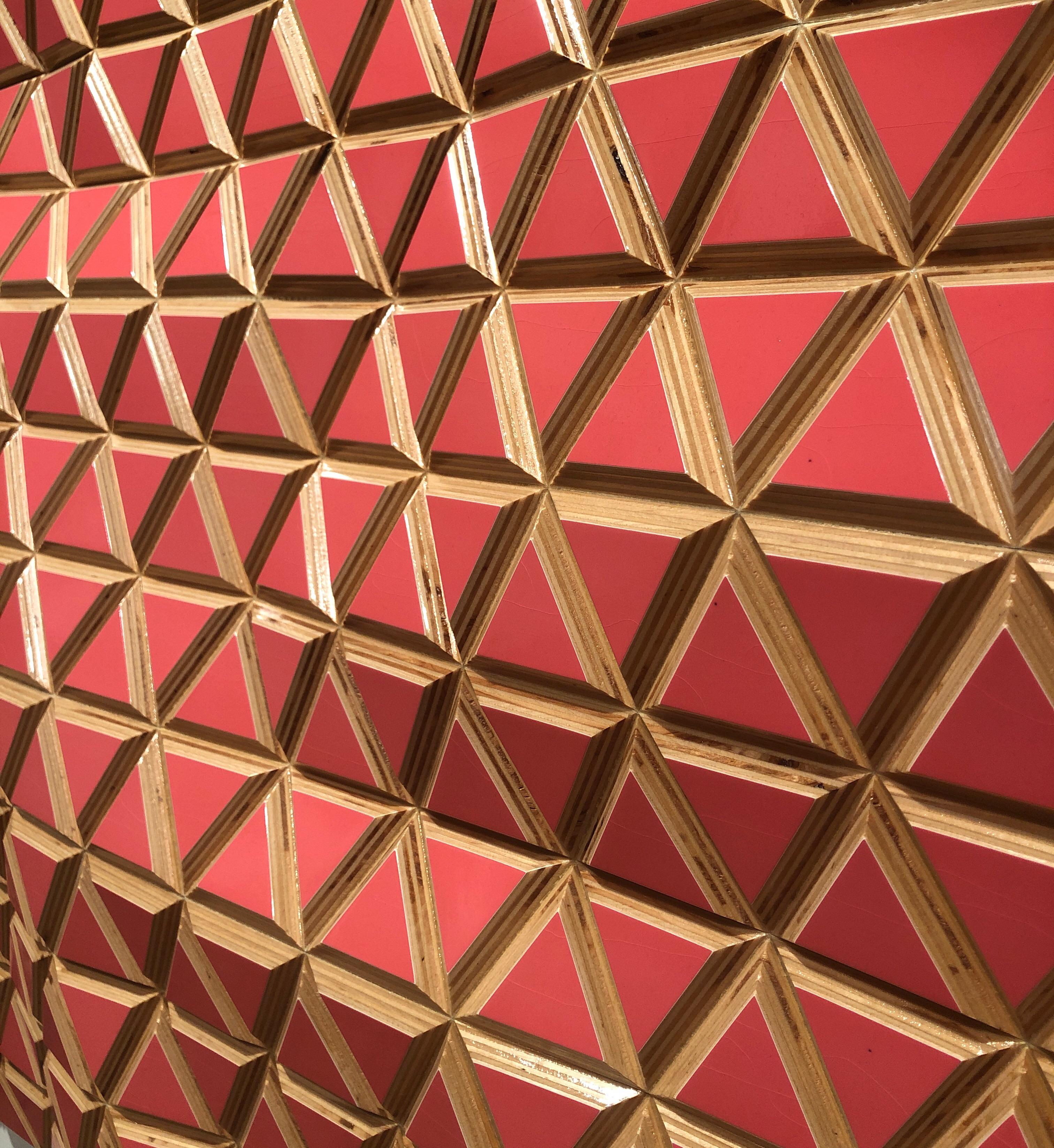 Desert Rose, Flexible Rigids, painted wood sculptural wall, parametric design - Brown Abstract Sculpture by Hugo Garcia-Urrutia