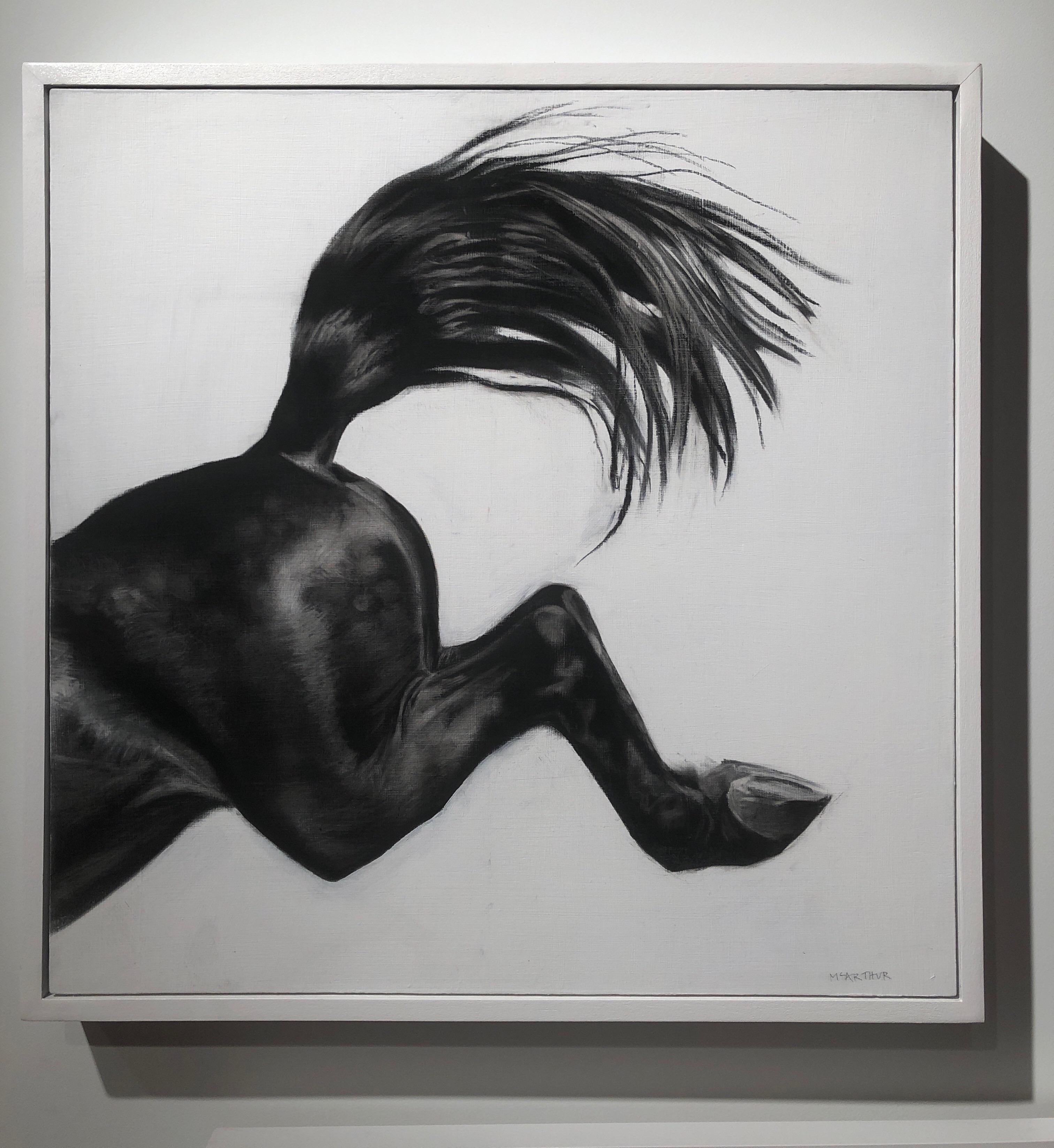 Over the Edge, Horse art by Patsy McArthur, Charcoal, gesso and acrylic on wood 2
