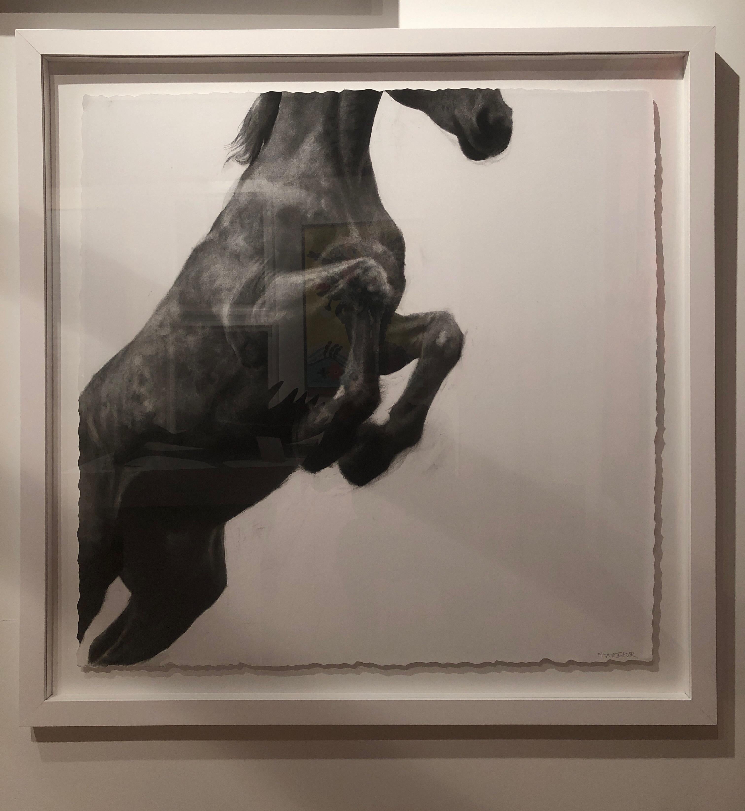 This is a beautiful and unique charcoal on paper drawing. The Fabriano paper is a high quality watercolour grade set in a custom white wood frame, all archival materials. 

Scottish artist Patsy McArthur explores the grace and power of human