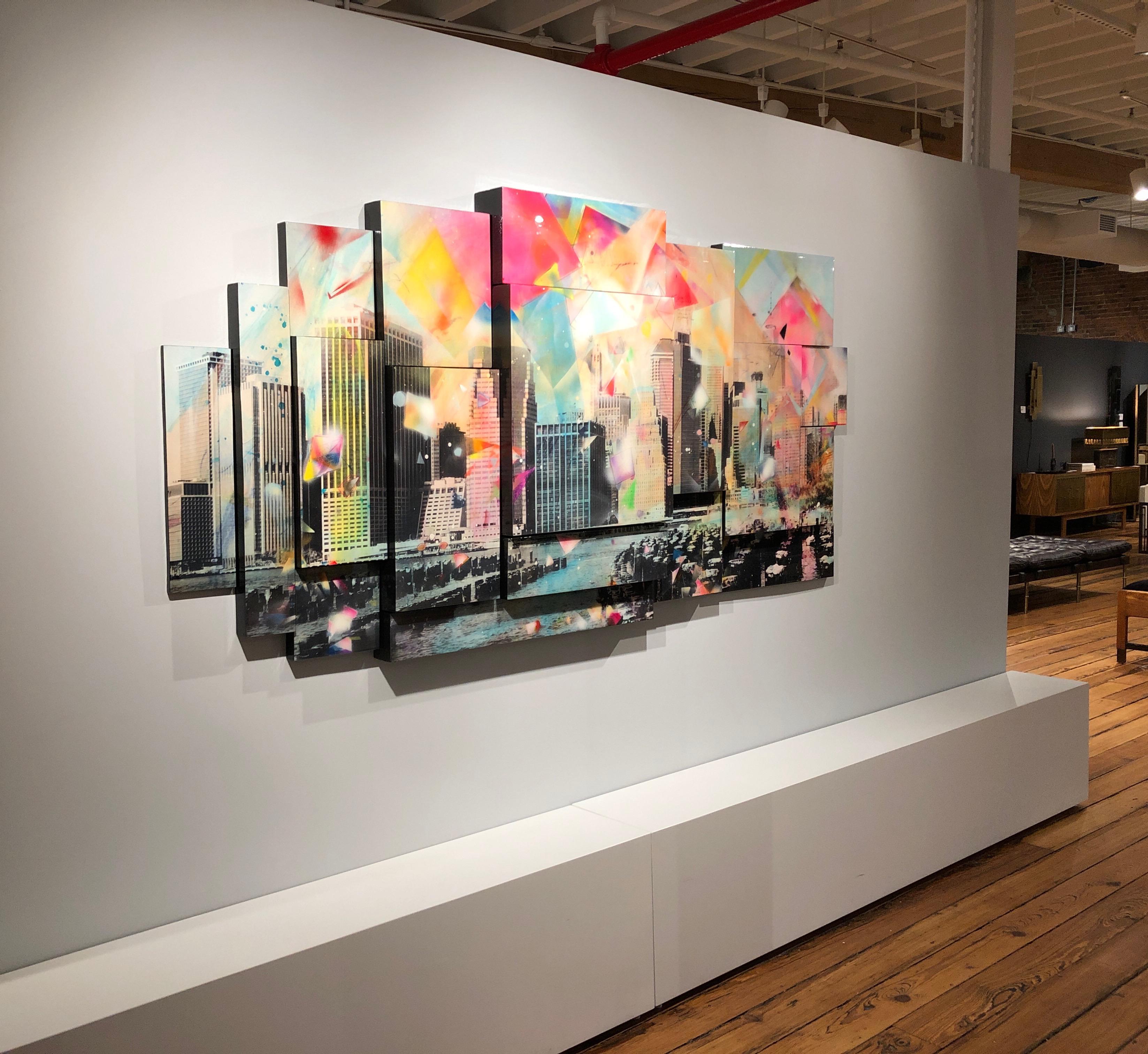 This is one of Alberto Sanchez's most iconic contemporary art installations. This gorgeous painted photograph is comprised of 18 pieces that fit together, creating a dynamic & multi-dimensional installation. The pieces have different depths to