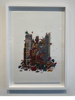 All the Cheese in NYC, fantastic illustration by Guillaume Cornet white framed