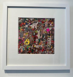 Haunted Favela, fantastische Illustration von Guillaume Cornet, weiß gerahmt