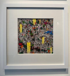 Favela 12, fantastica illustrazione di Guillaume Cornet incorniciata di bianco