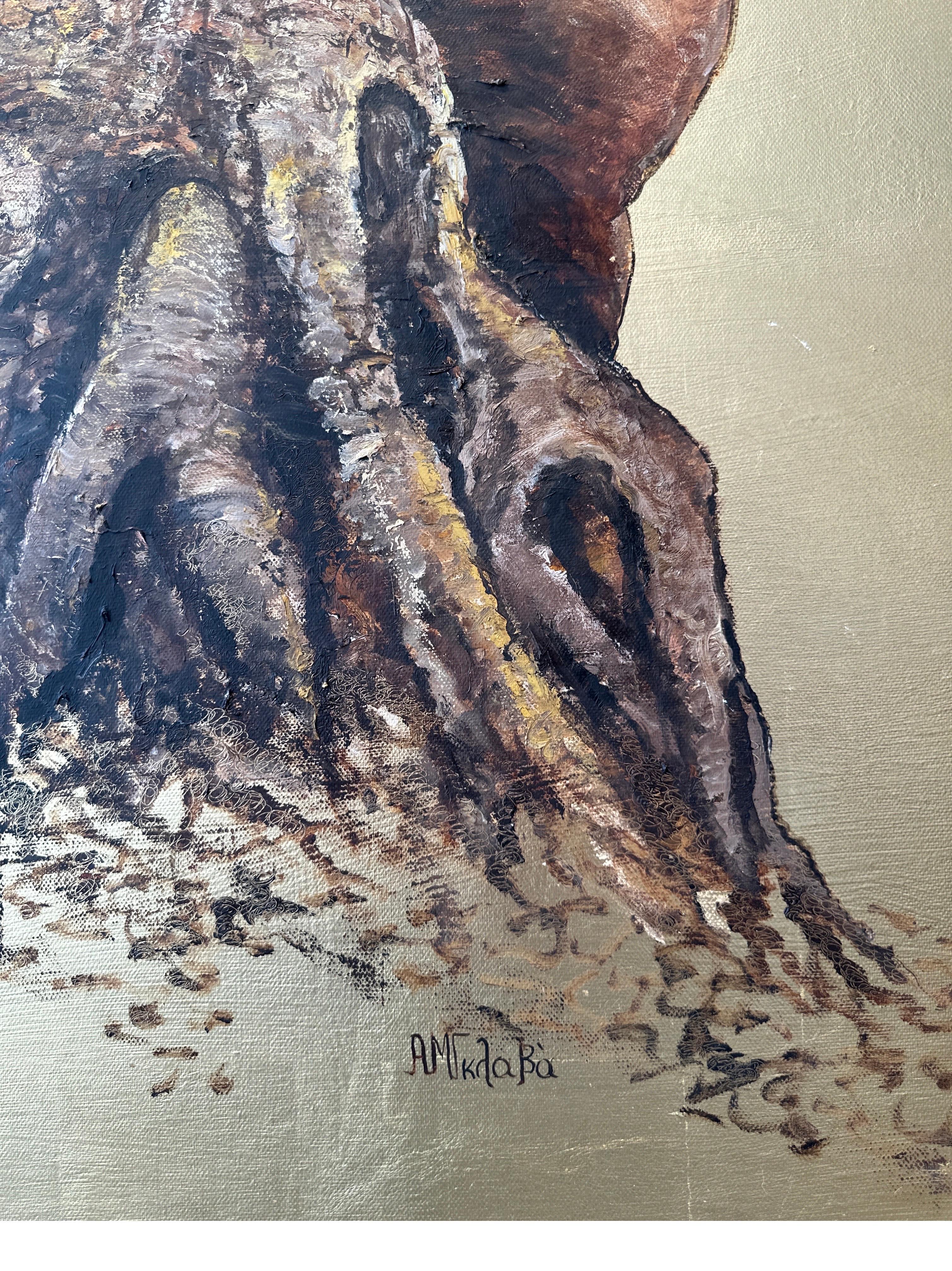 Platanus, el Árbol de la Alegría y la Curación, Pintura al óleo sobre lienzo con pan de oro en venta 2