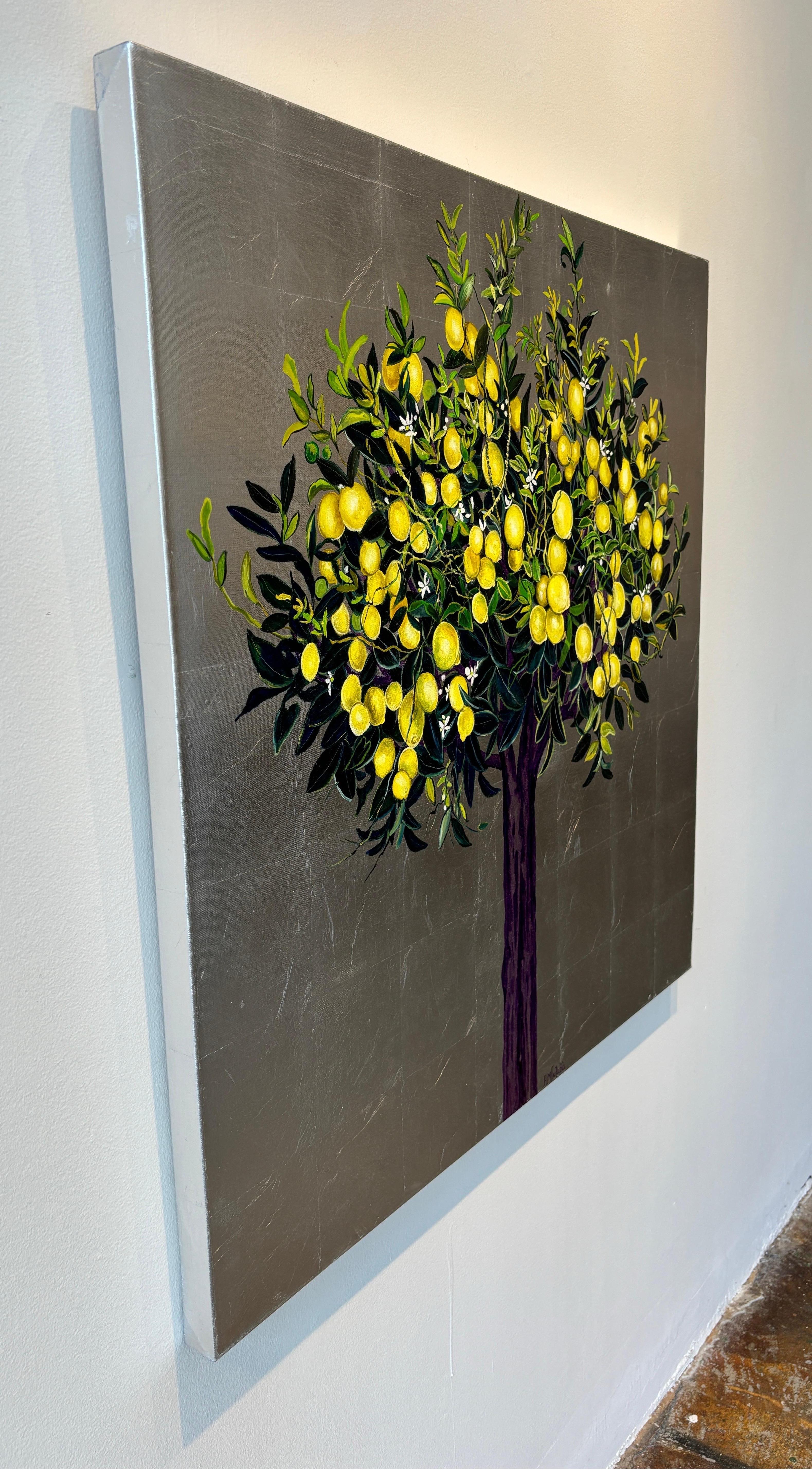 Y esto es lo que se siente cuando llega un buen día, Pintura al óleo y plata leaftree en venta 2