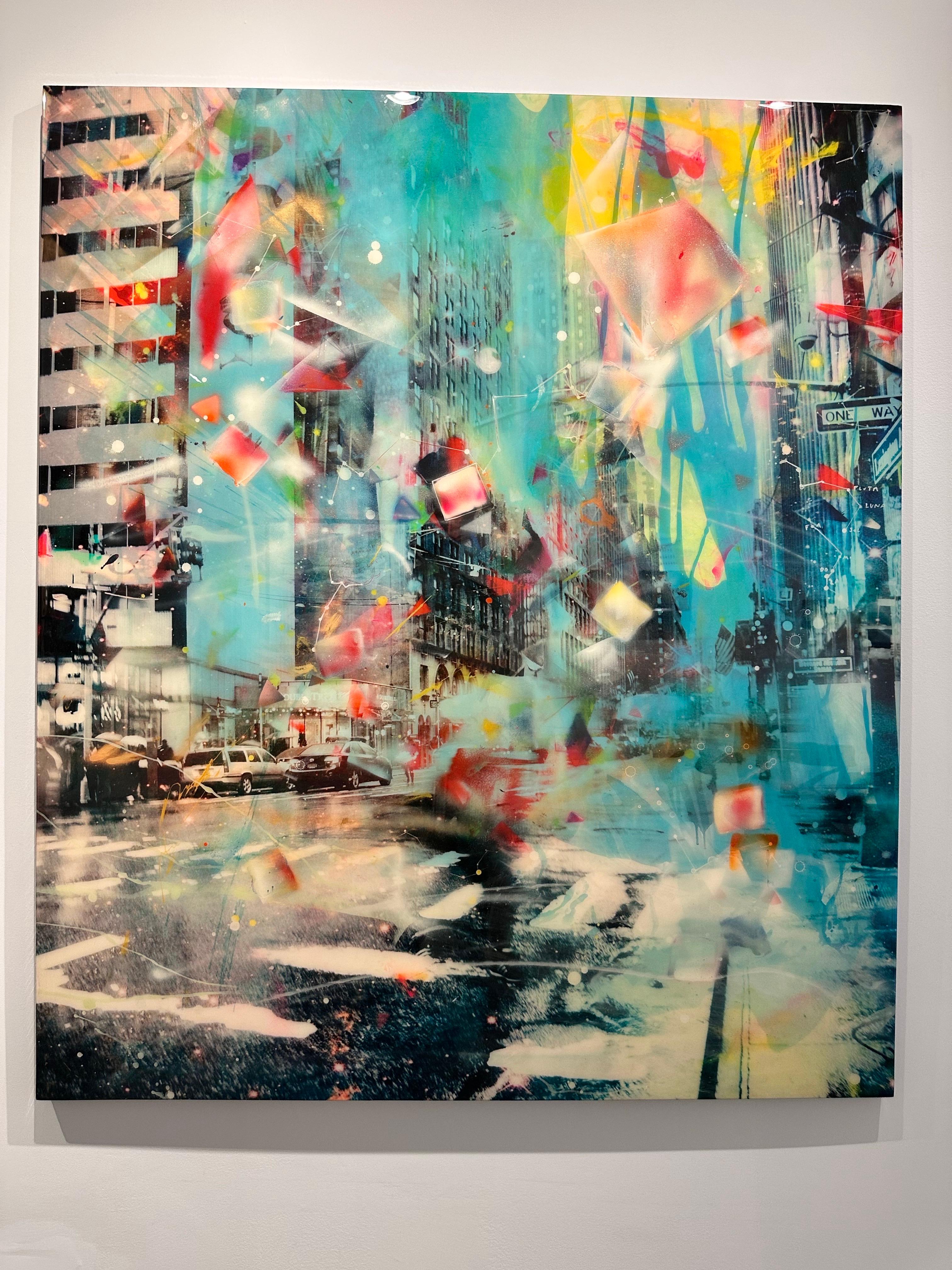 Double Tree - fotografia colorata dipinta a mano, scena di New York, contemporanea in vendita 3