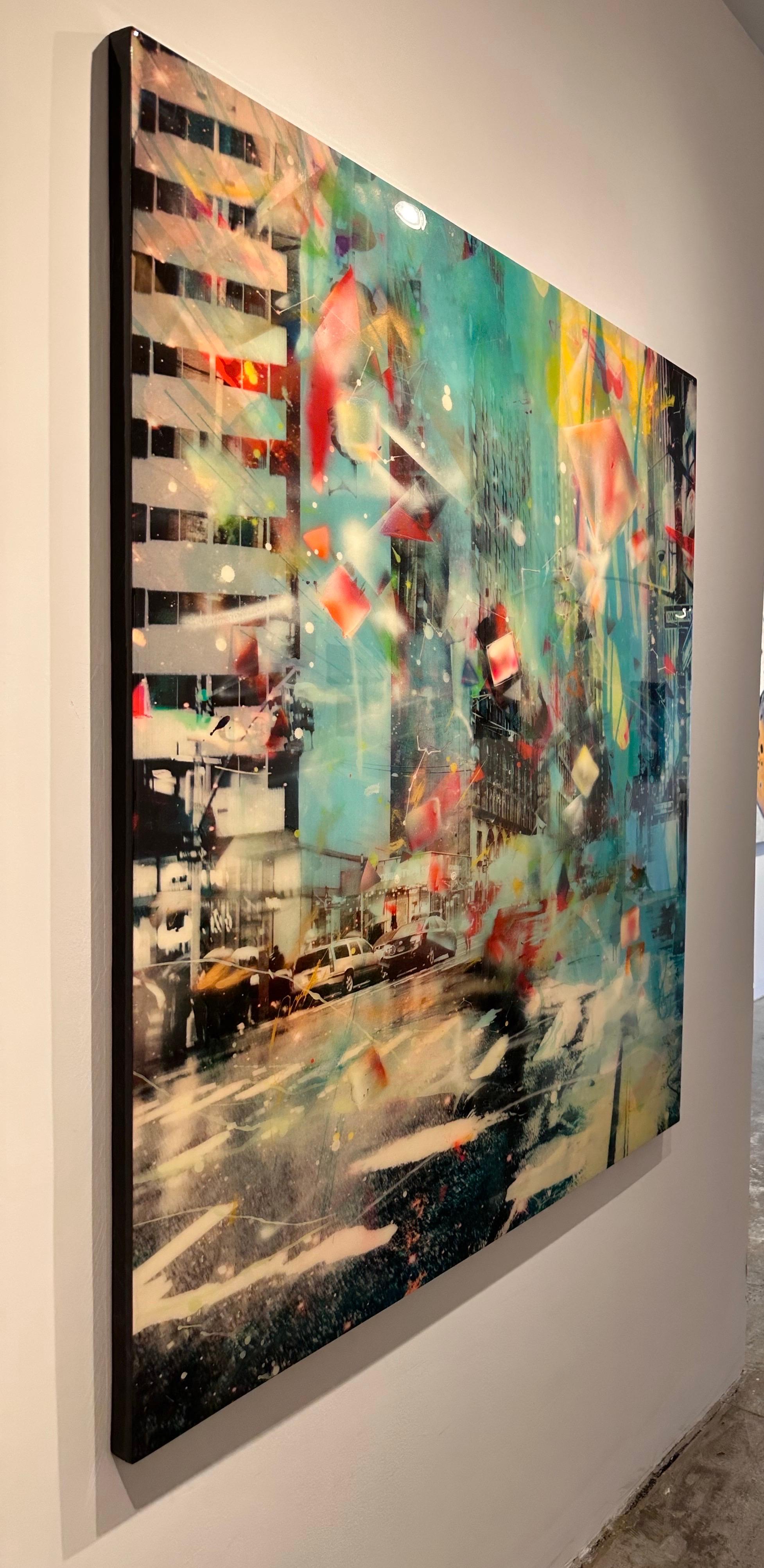 Double Tree - fotografia colorata dipinta a mano, scena di New York, contemporanea in vendita 2