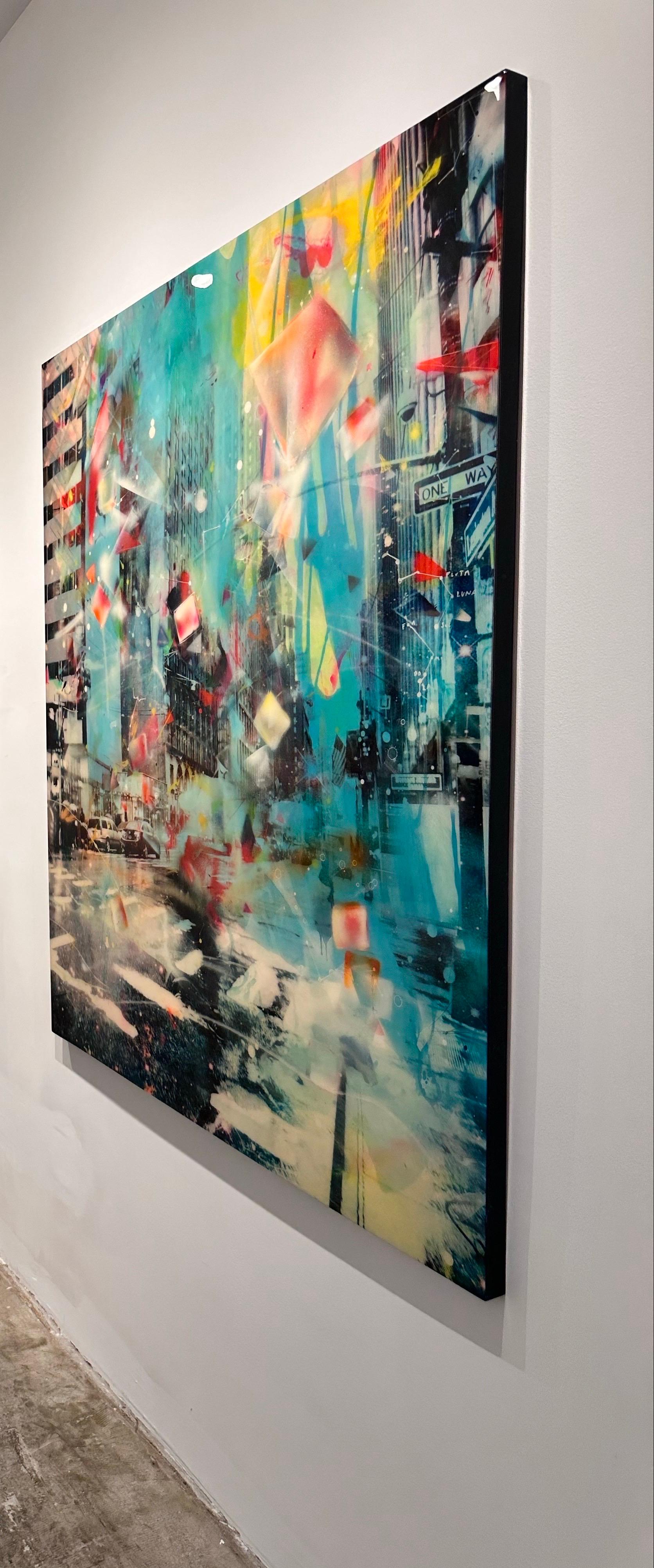 Double Tree - fotografia colorata dipinta a mano, scena di New York, contemporanea in vendita 1