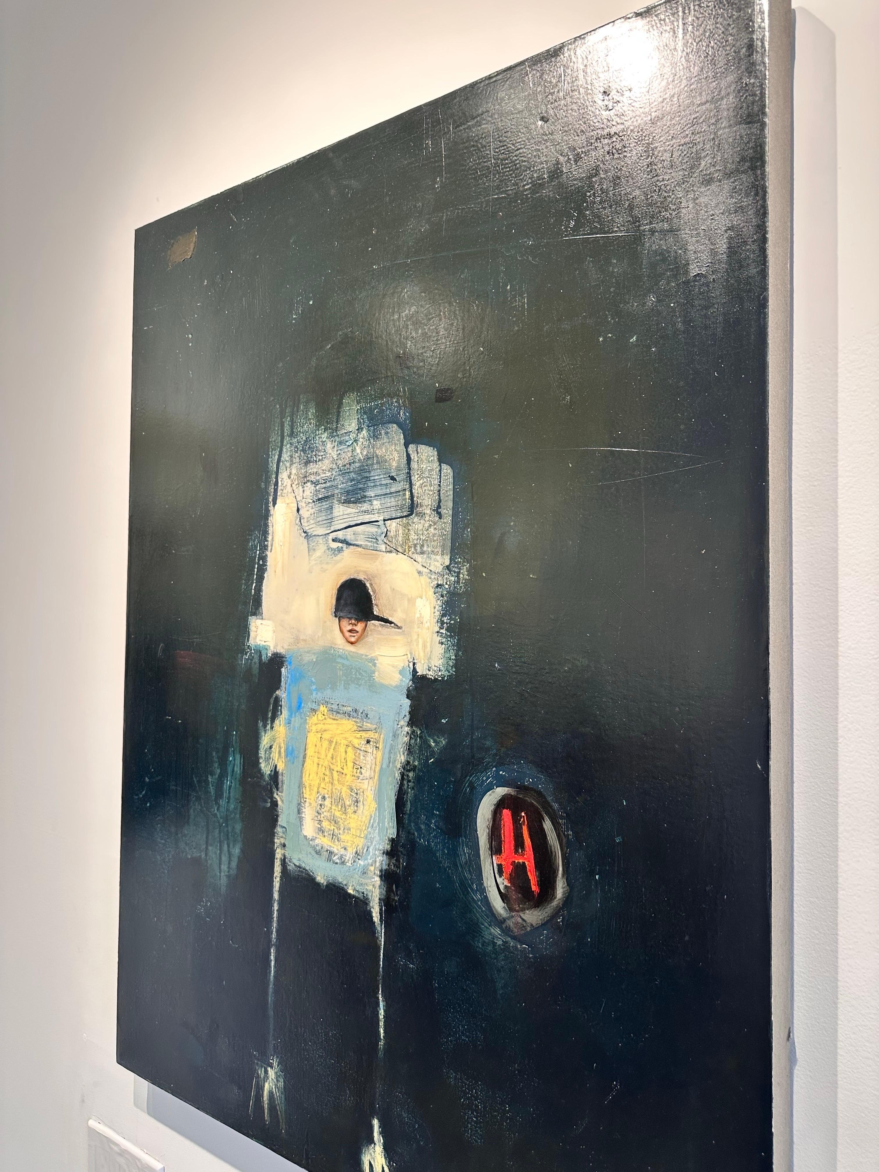 Kiefer, óleo sobre lienzo, composición figurativa abstracta con aires de arte callejero en venta 2