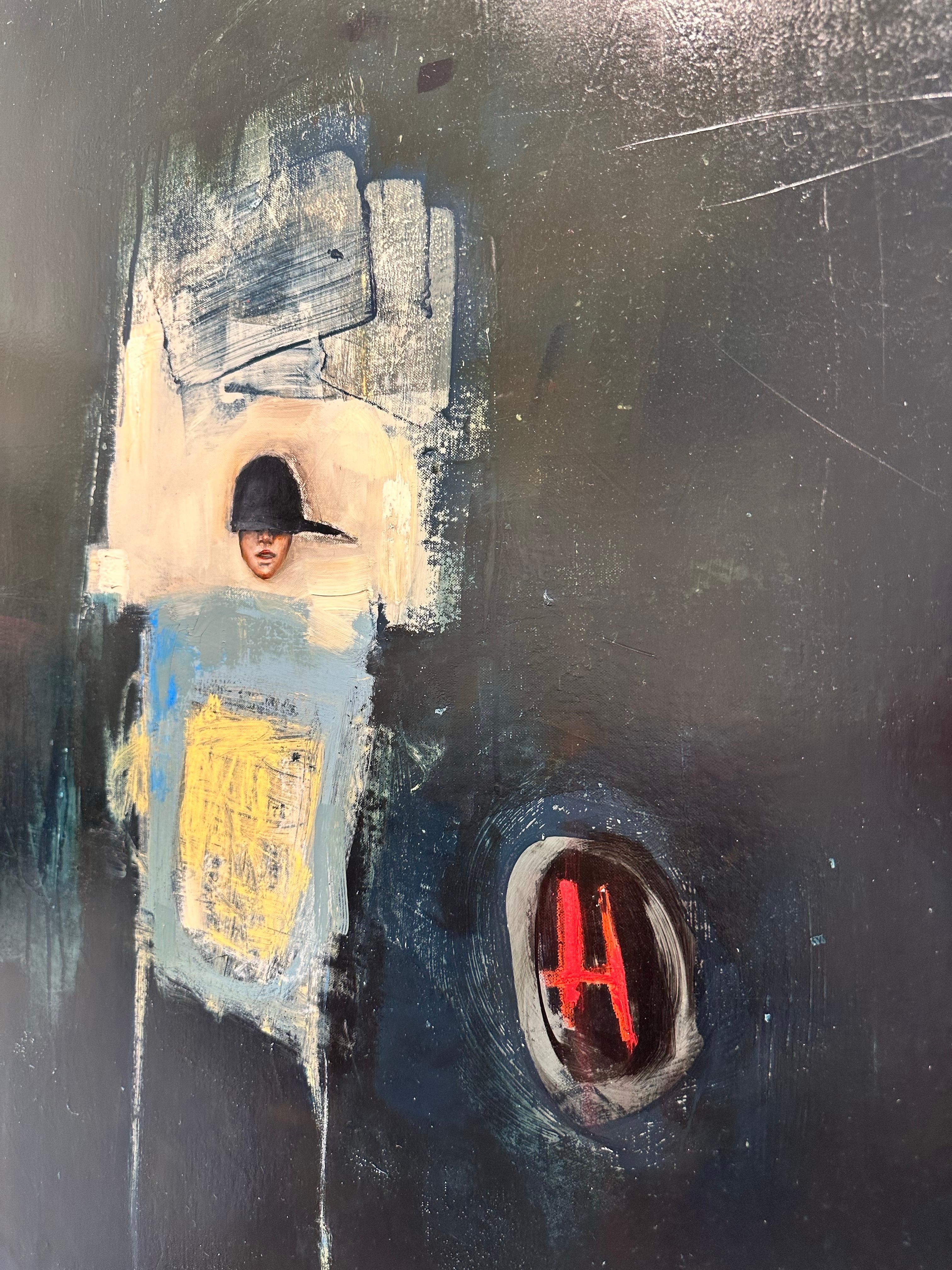 Kiefer, óleo sobre lienzo, composición figurativa abstracta con aires de arte callejero en venta 3
