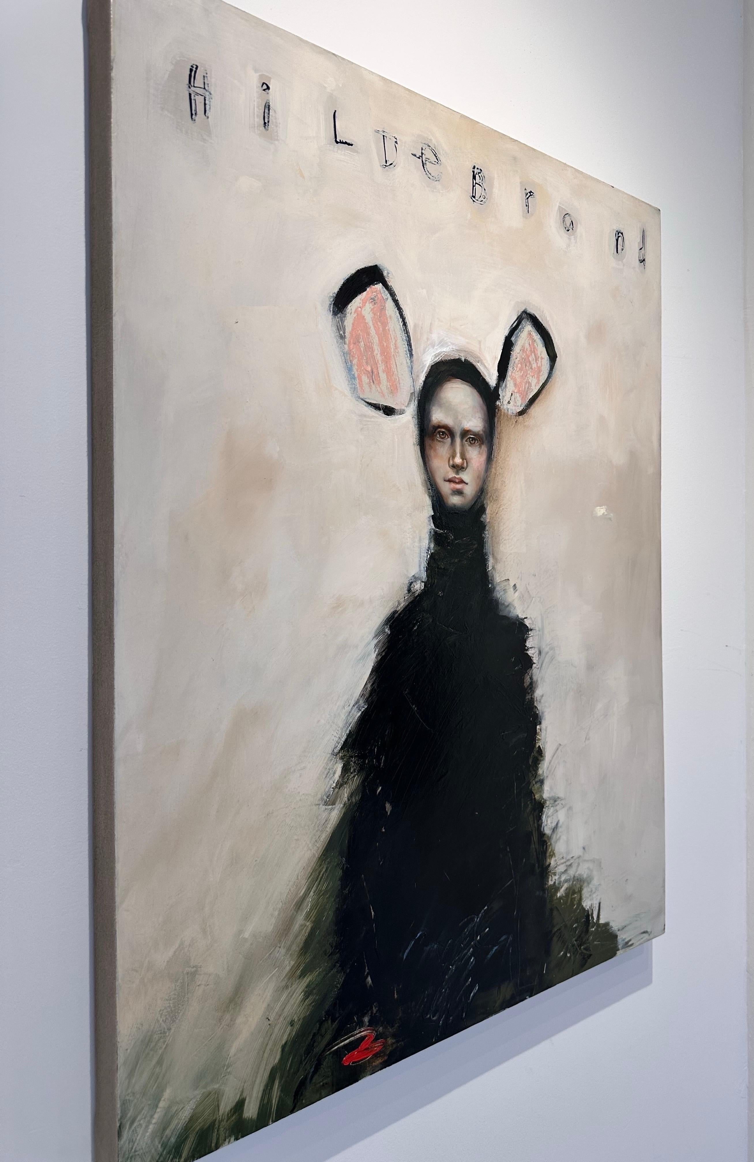 Hildebrand, Óleo figurativo abstracto sobre lienzo, Animal-humano, fondo suave en venta 7