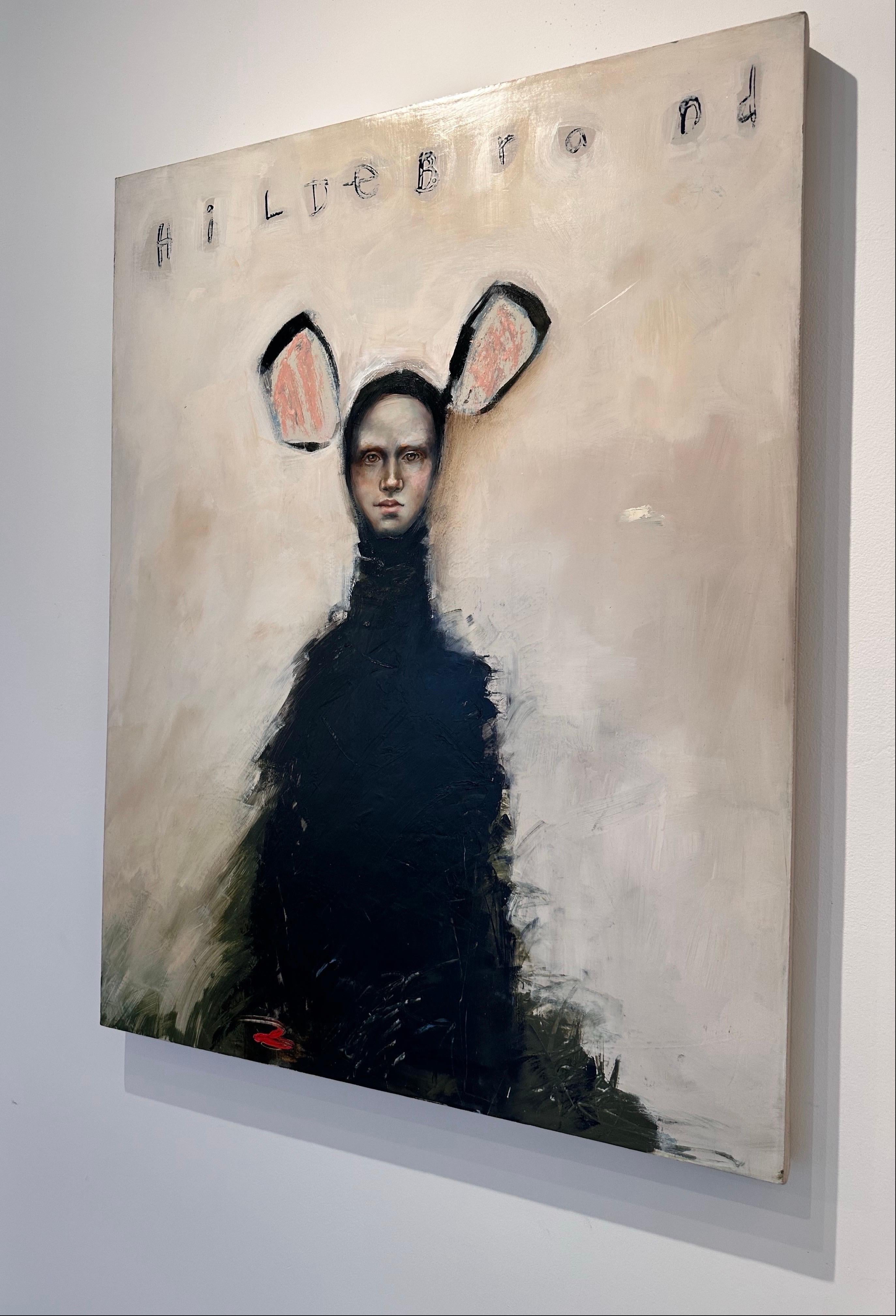 Hildebrand, Óleo figurativo abstracto sobre lienzo, Animal-humano, fondo suave en venta 4