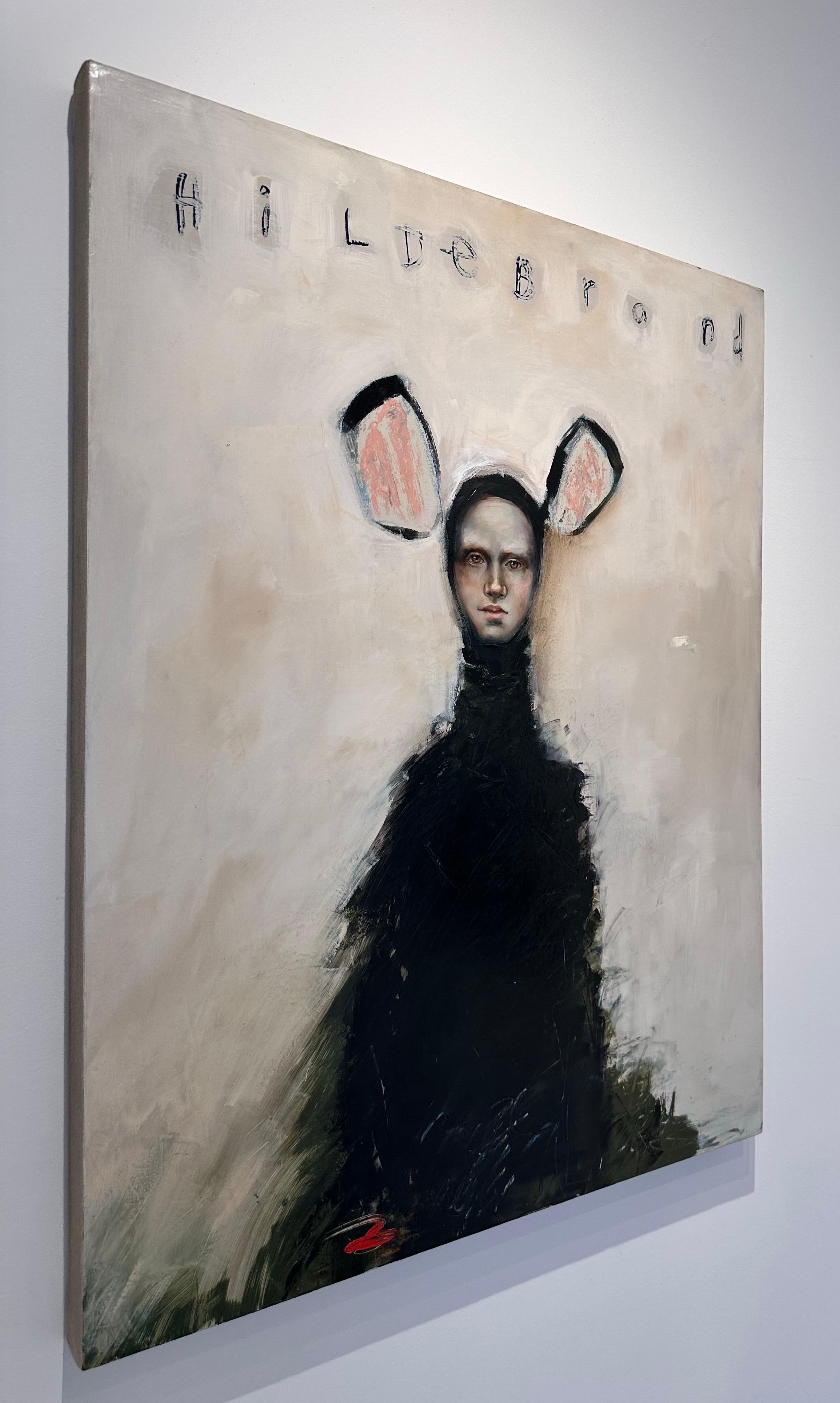 Hildebrand, Óleo figurativo abstracto sobre lienzo, Animal-humano, fondo suave en venta 1