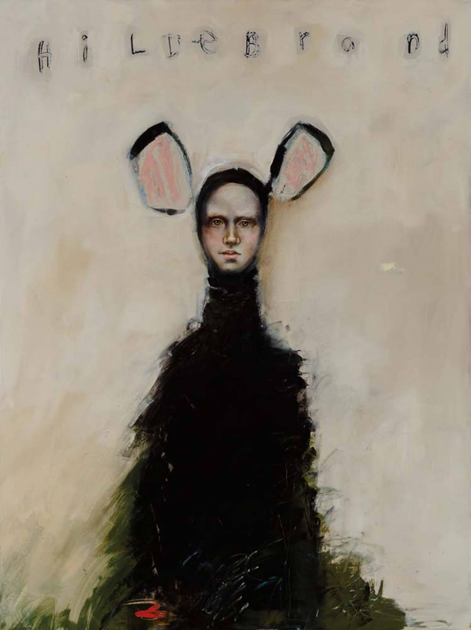 Figurative Painting de Michele Mikesell - Hildebrand, Óleo figurativo abstracto sobre lienzo, Animal-humano, fondo suave