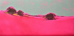 Lever de soleil rose - Hommage à la Patagonie:: Paysage abstrait peinture à l'huile contemporaine