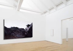 Mirajes Australes III, abstraktes Landschaftsgemälde in Schwarz-Weiß, Öl-Leinwand