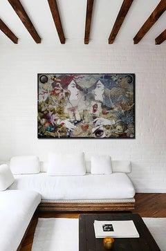 The Subtle Threads of Fate, Pop & Fantastical Symbolism, Oil Painting on Metal