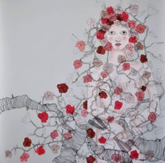 Hope by Fiona Morley, Feminine sculptural wall art with figures and flowers