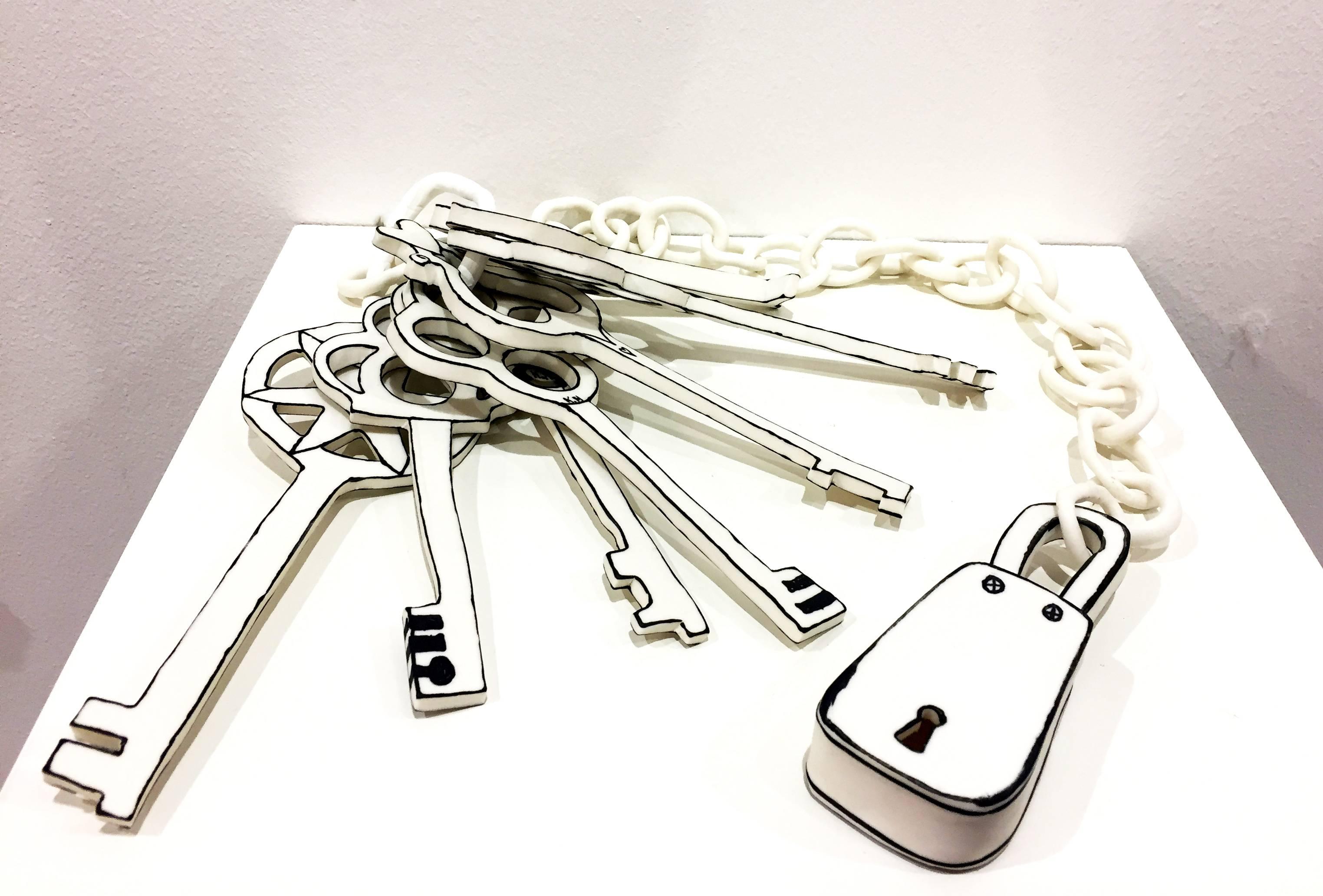 Katharine Morling Figurative Sculpture - Bunch of Keys on Chain