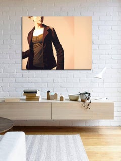 Indirect - Contemporary abstract realism, female form on a peach background