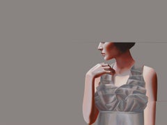 "Distance" - figurative realist painting, acrylic on canvas, modern elegant fem