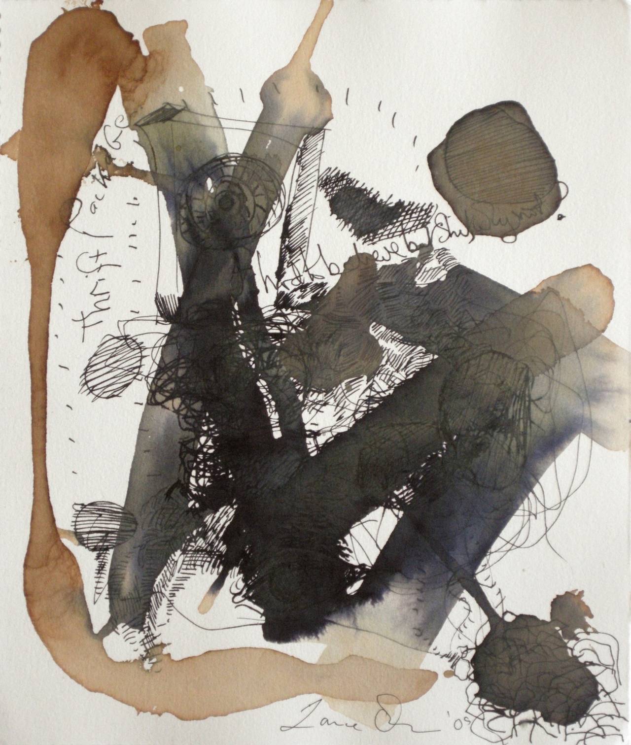 Lance Austin Olsen Abstract Drawing - Tea and Ink #4