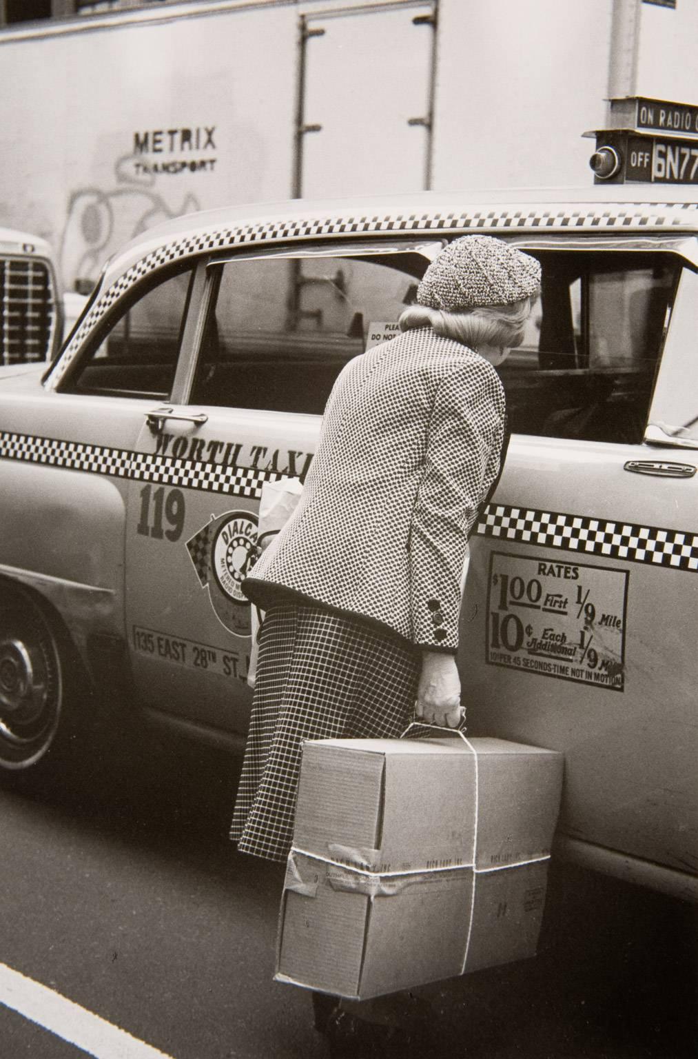 Helen Levitt Black and White Photograph - New York, (Woman/Taxi)
