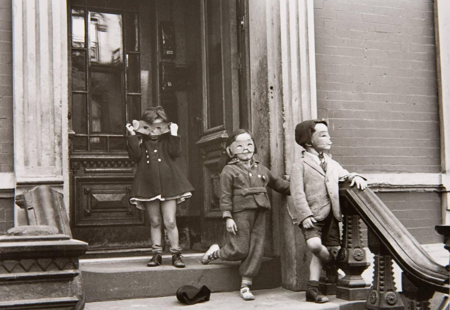 Helen Levitt Black and White Photograph - Children with Masks