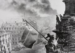 Vintage Raising the Hammer and Sickle over the Reichstag