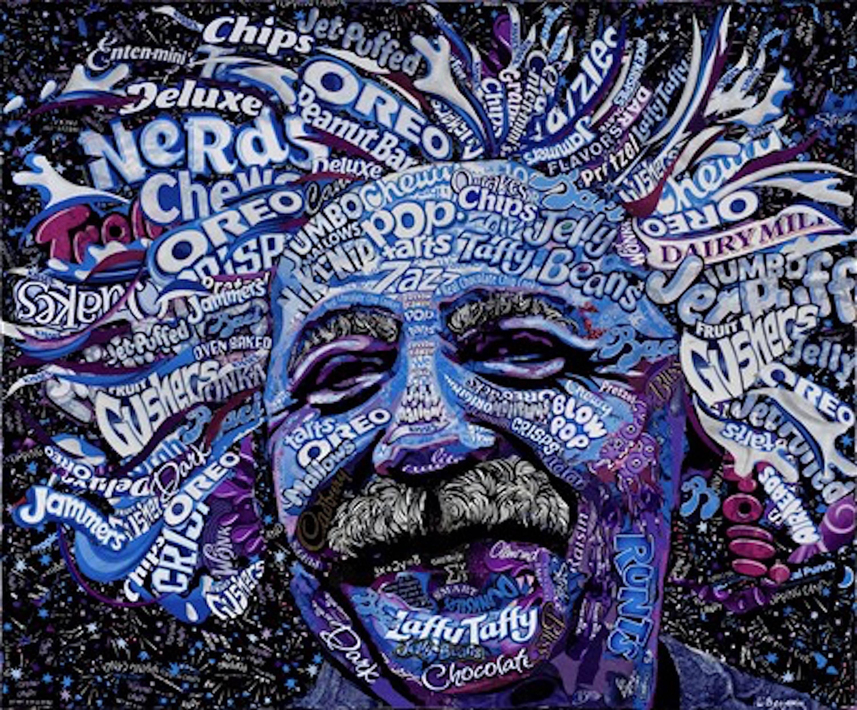 Einstein - (Part of Candy Collage Series) - Mixed Media Art by Laura Benjamin