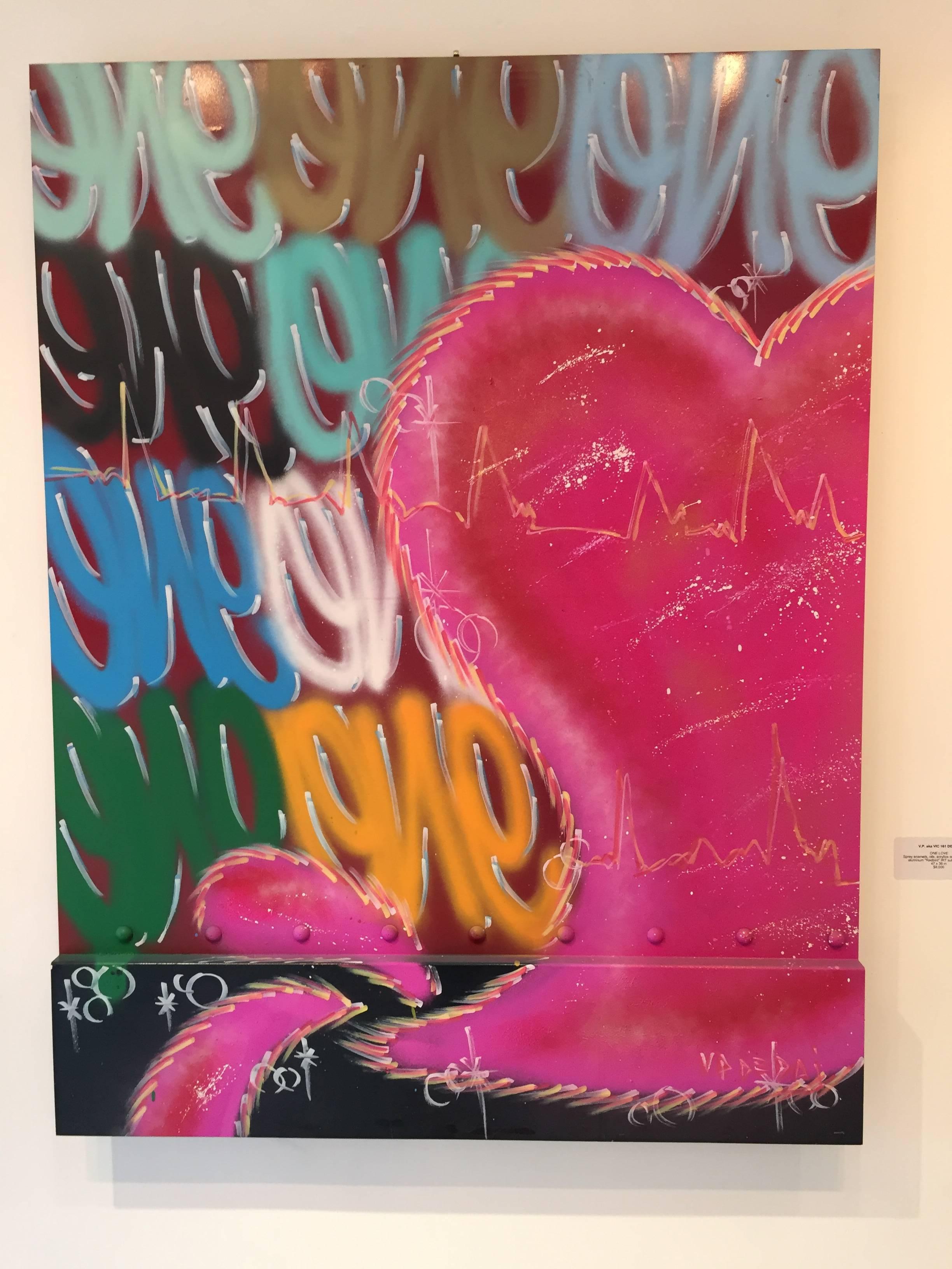 ONE LOVE - ON FABRICATED ALUMINUM - Painting by V.P. aka VIC 161 DEDAJ