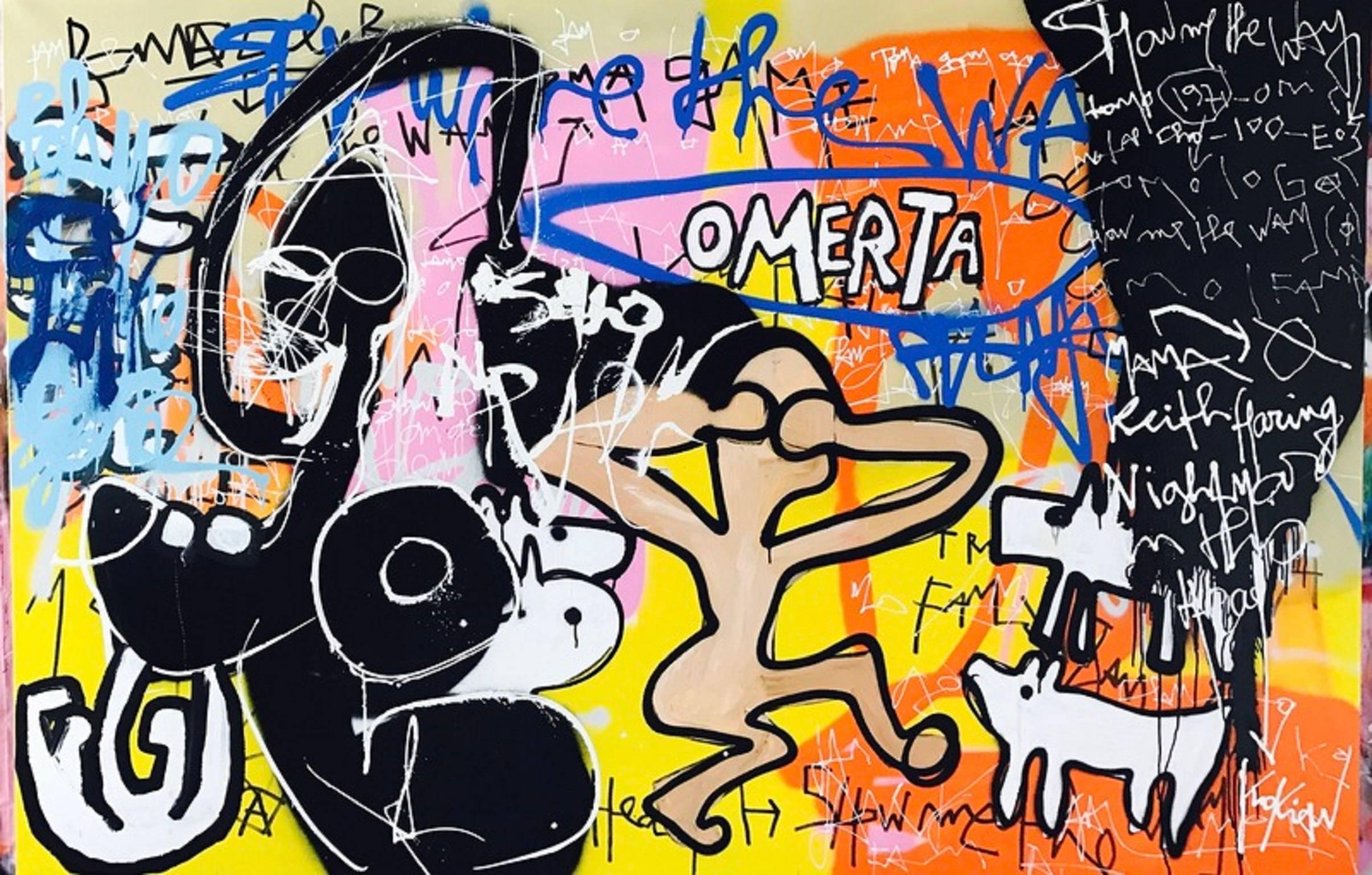 Kokian Abstract Painting - Keith Haring Dreala Day (Omerta)