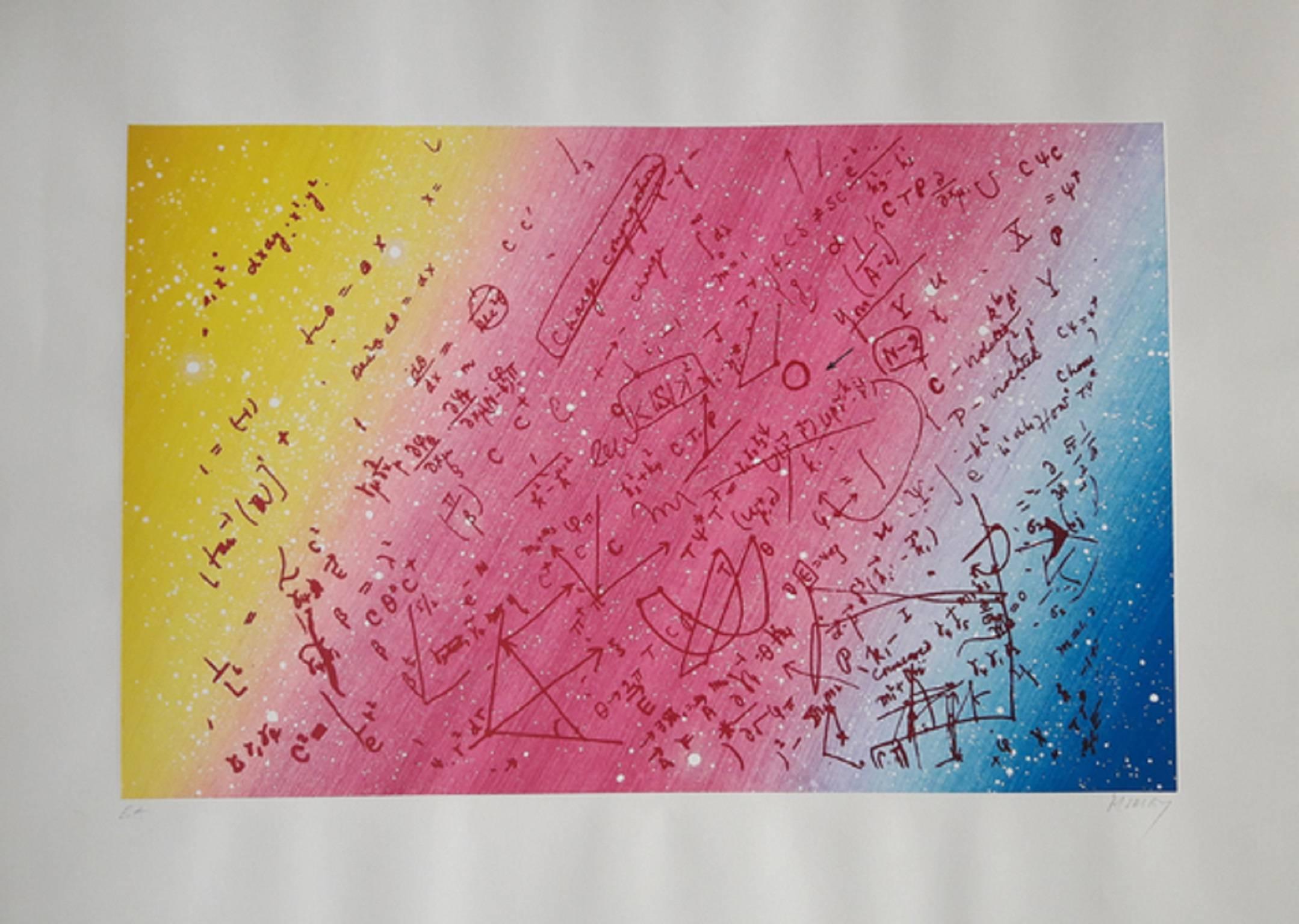Jacques Monory Abstract Drawing - Fouillis mathématique pour un univers en enroulement torsadé
