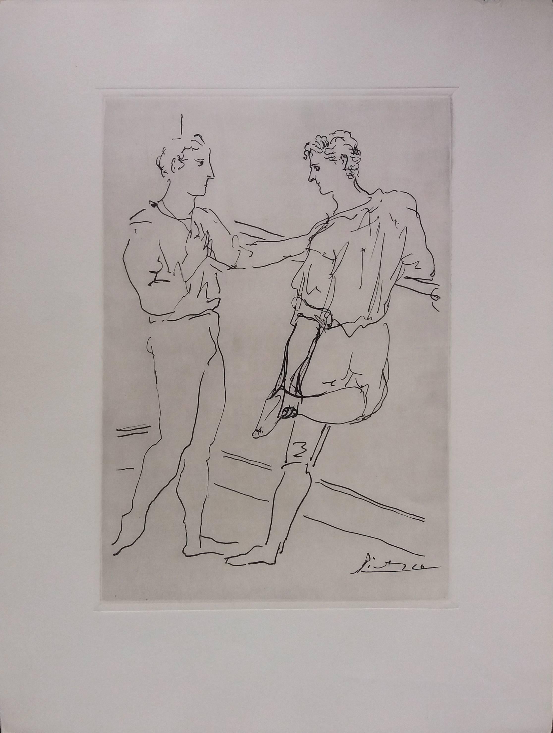 (after) Pablo Picasso Figurative Print - Pablo Picasso Original drawing engraved on copper 1/8 (1943)